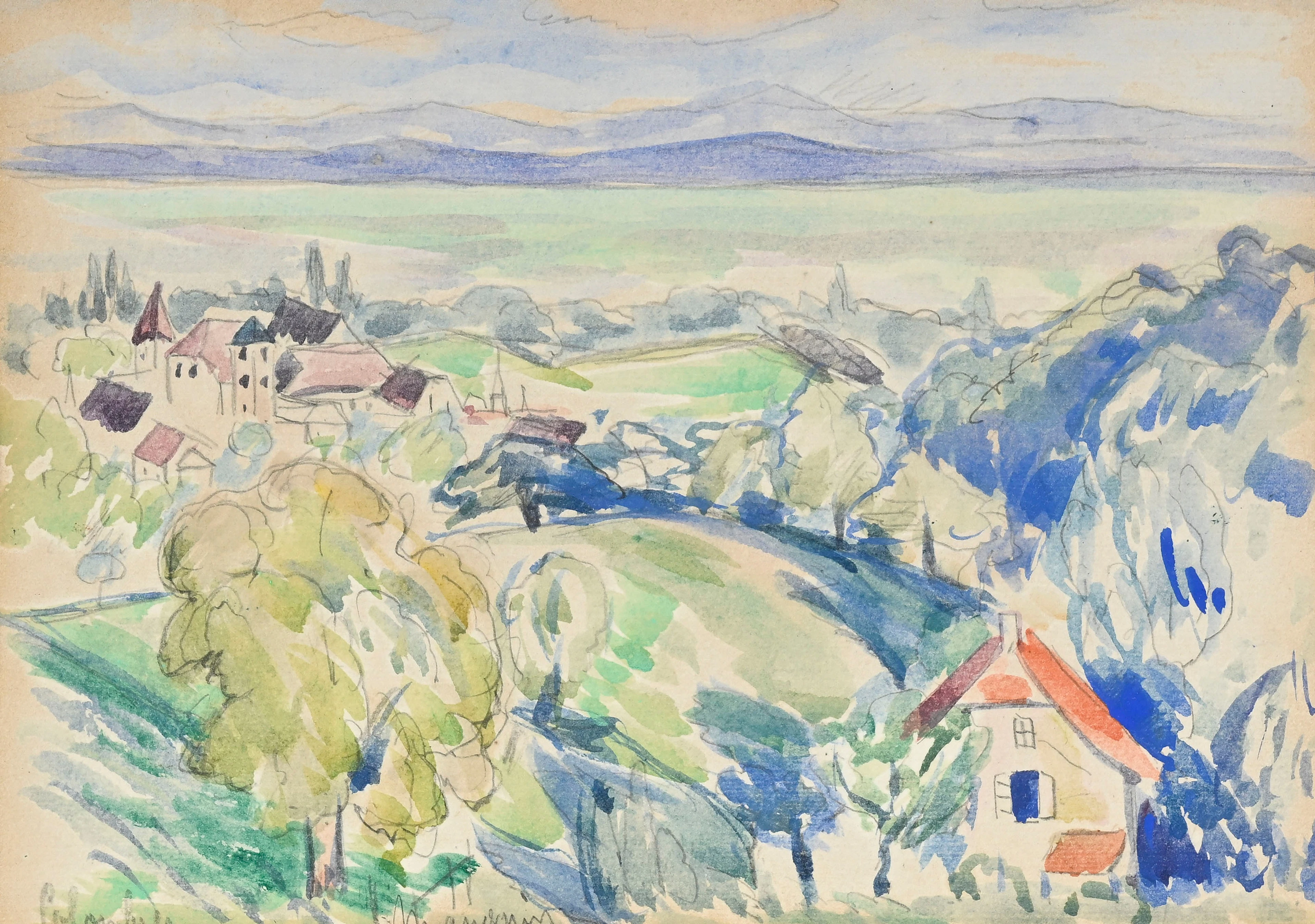 Henri Manguin (1874-1949), Vue de Colombier, aquarelle sur papier