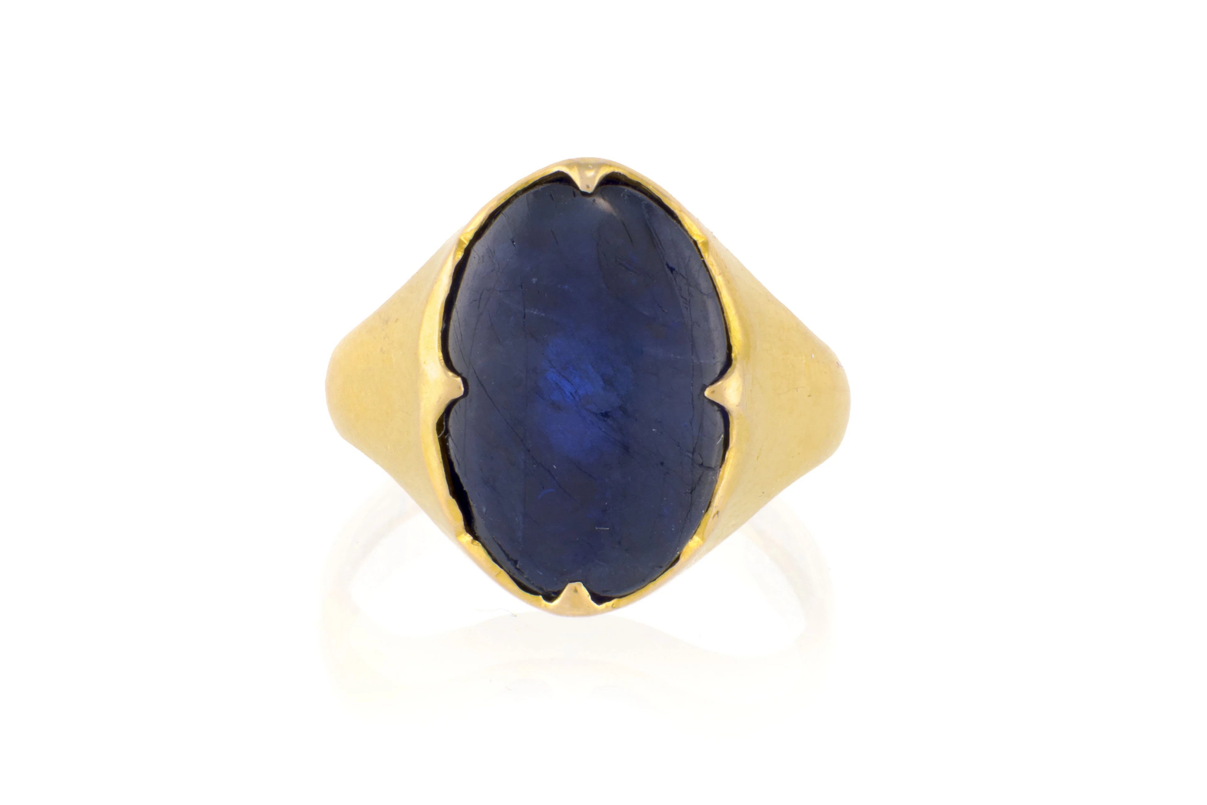 Bague or 750 sertie d'un saphir poli, doigt 54-14, 5g
