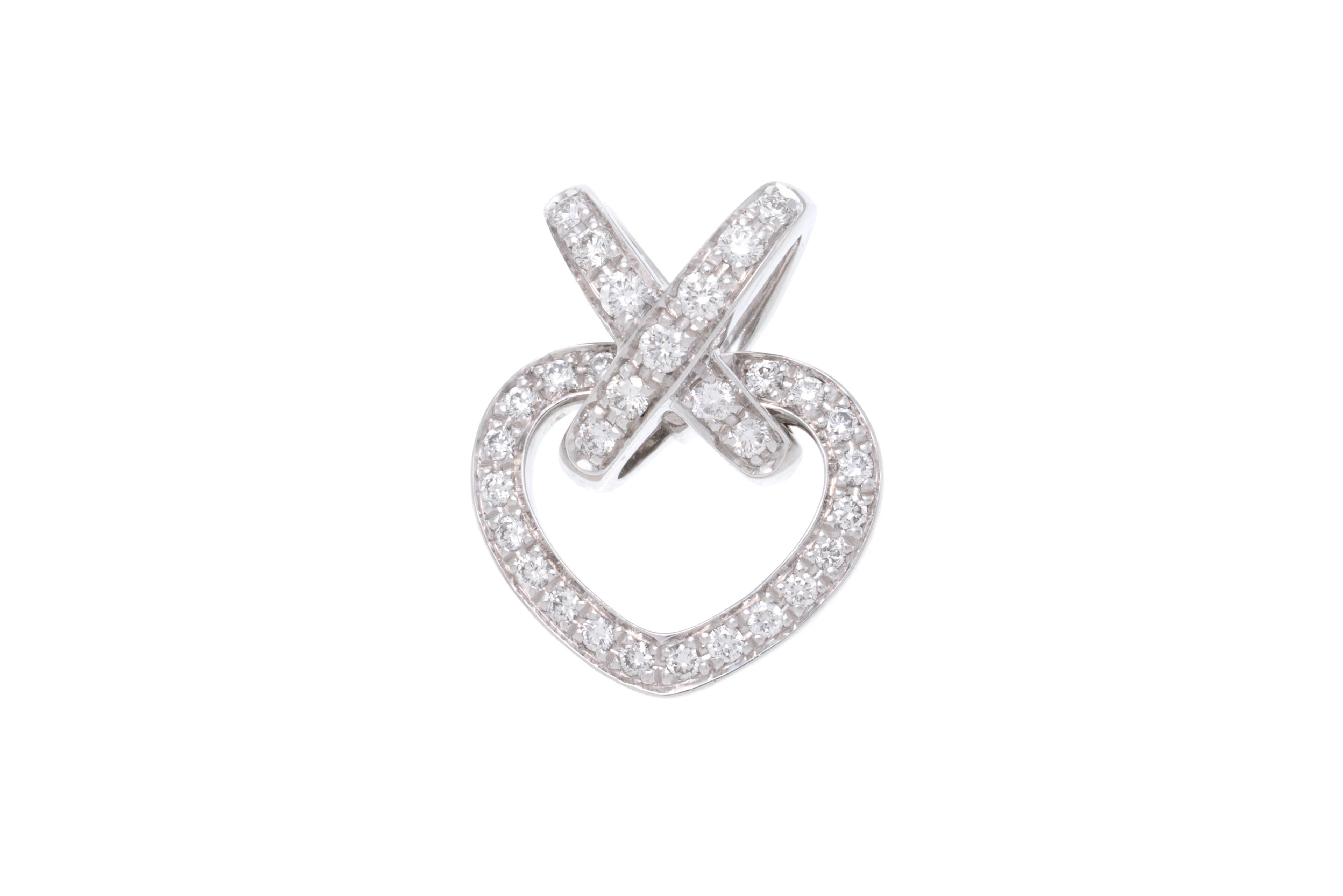 Chaumet, Liens, pendentif cœur or gris 750 serti de diamants taille