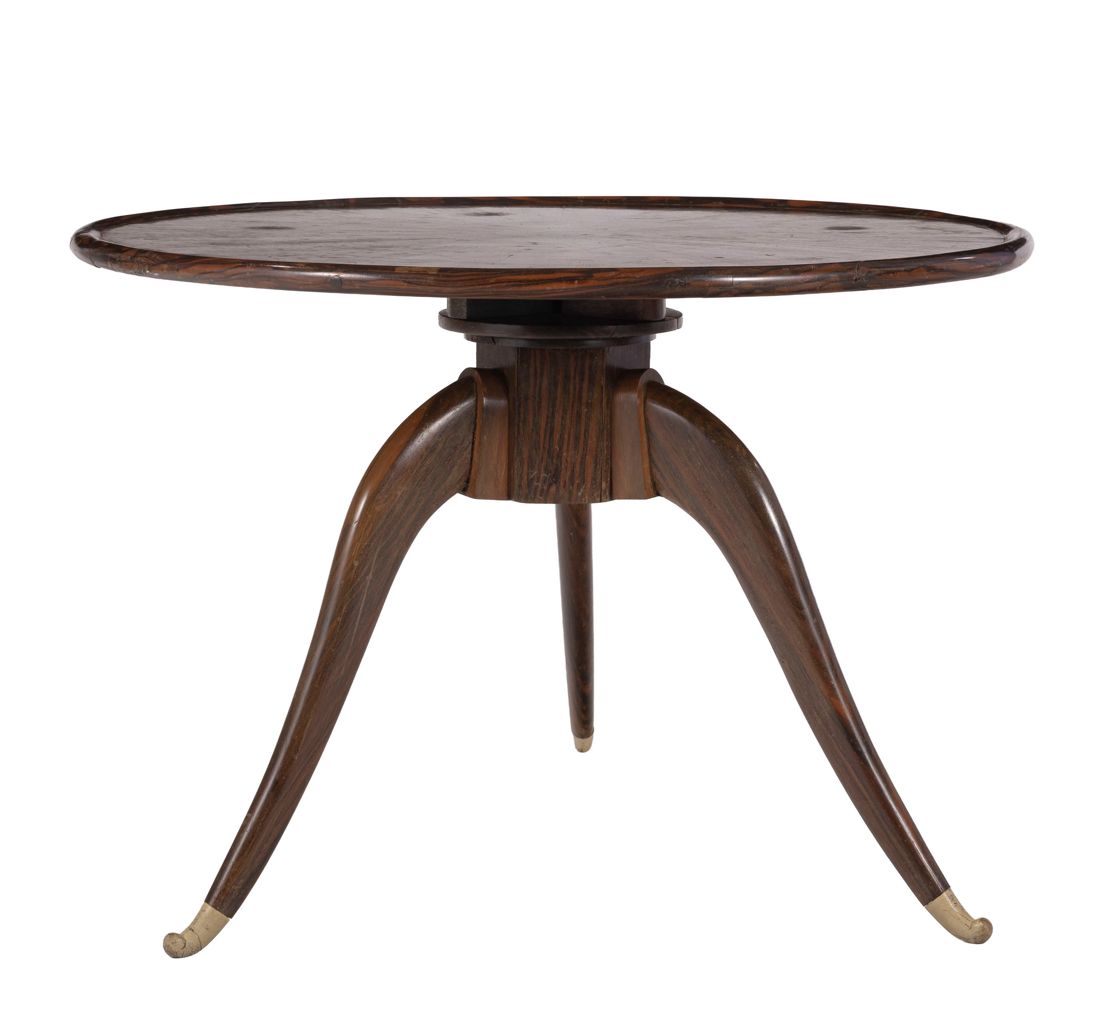 Guéridon d'époque Art Déco, en placage d'ébène, plateau circulaire