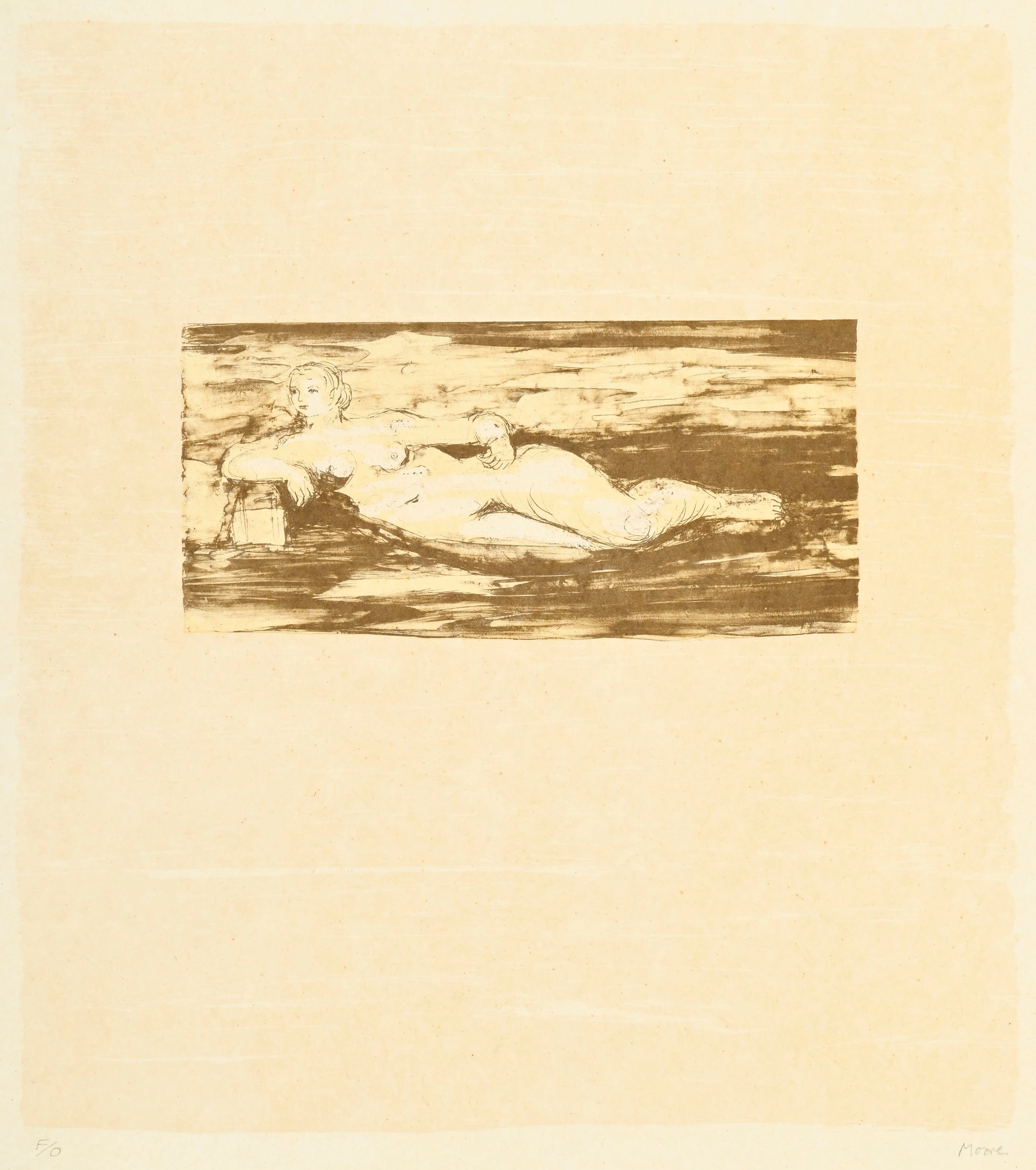 Henry Moore (1898-1986), "Femme allongée", 1973, lithographie sur