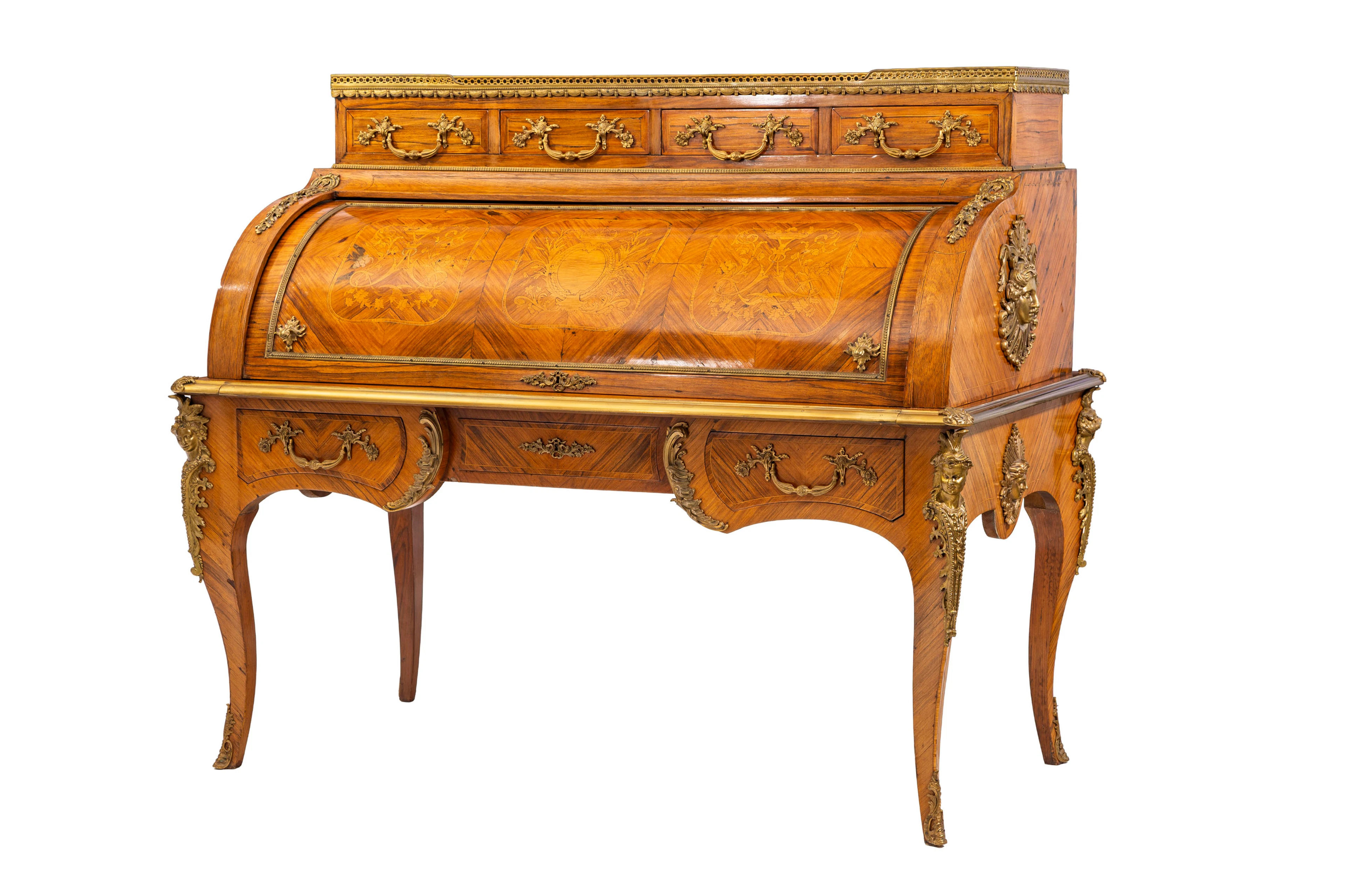 Bureau à cylindre d'époque Napoléon III, en placage de bois de rose
