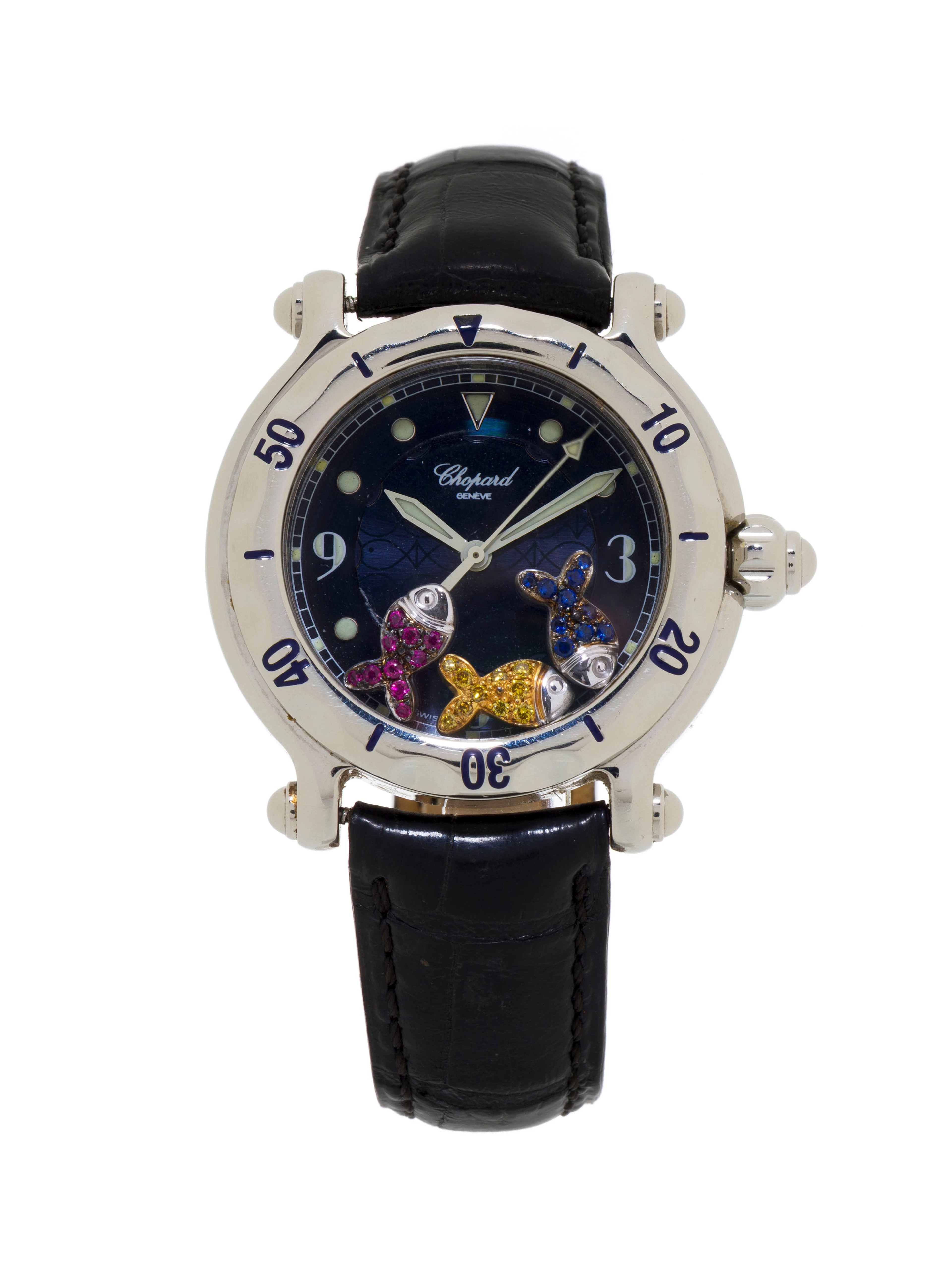 Chopard, Happy Sport, réf. 288347, montre en acier ornée de poissons
