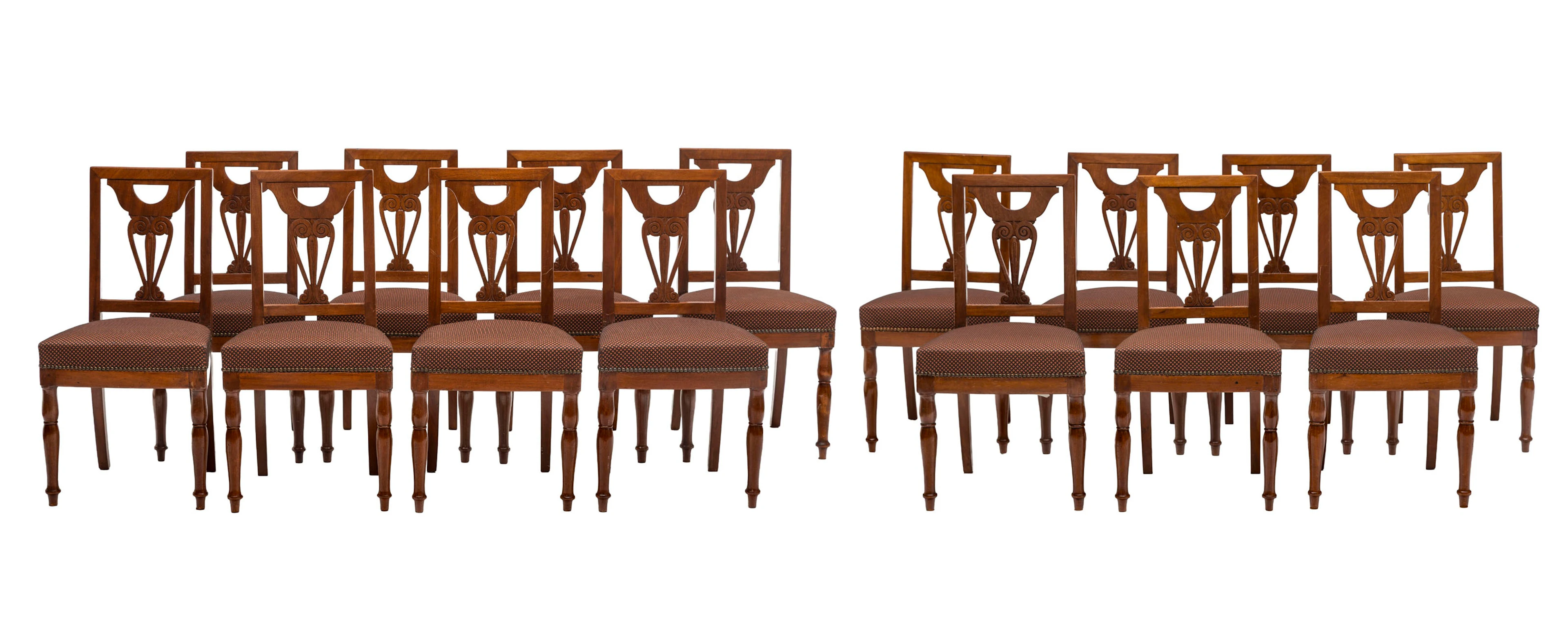 Suite de 15 chaises d'époque Empire dont 2 estampillées JACOB D. R.