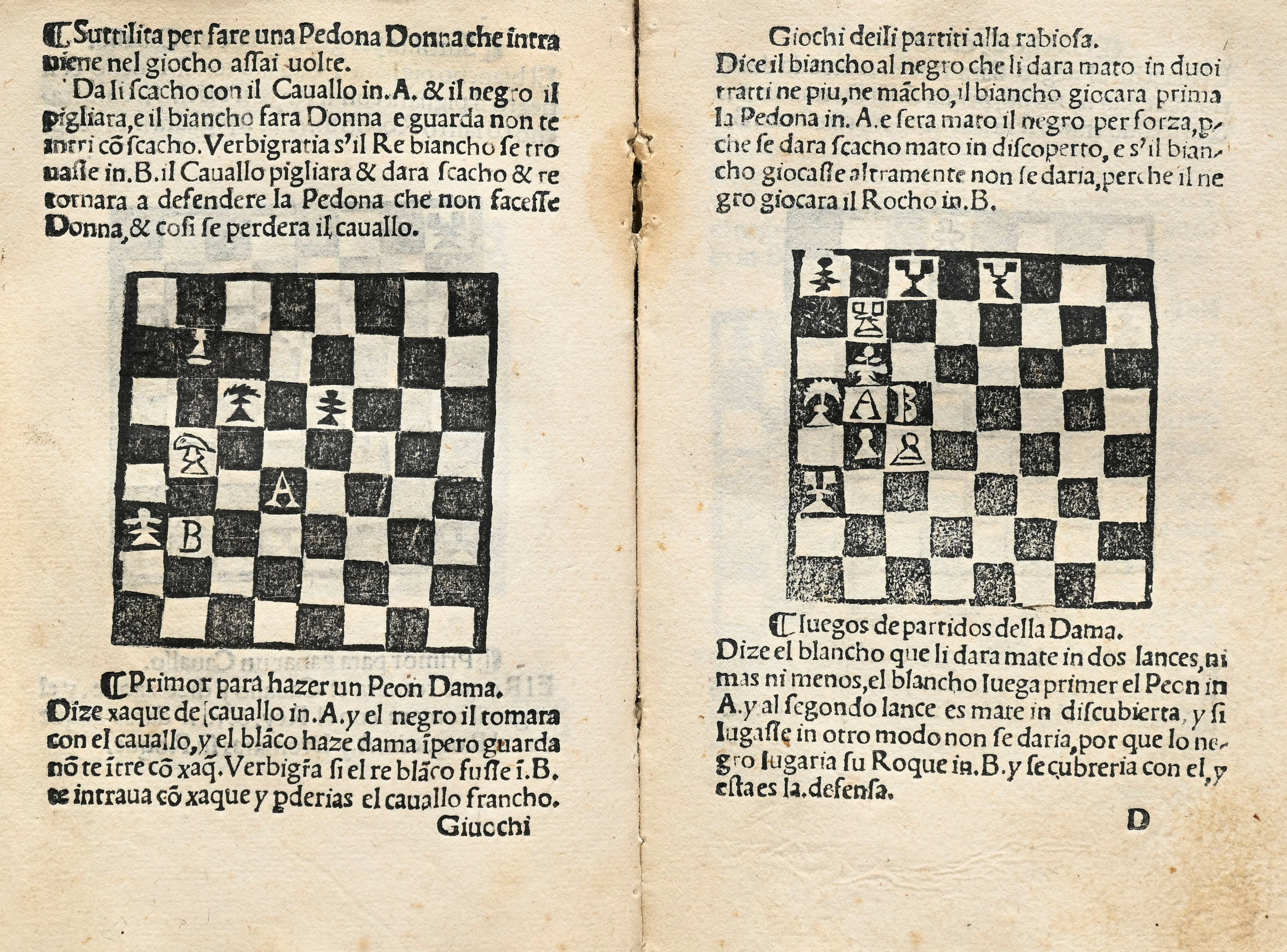 DAMIANO DA ODEMIRA (Pedro). Libro da imparare giocare à scachi, et