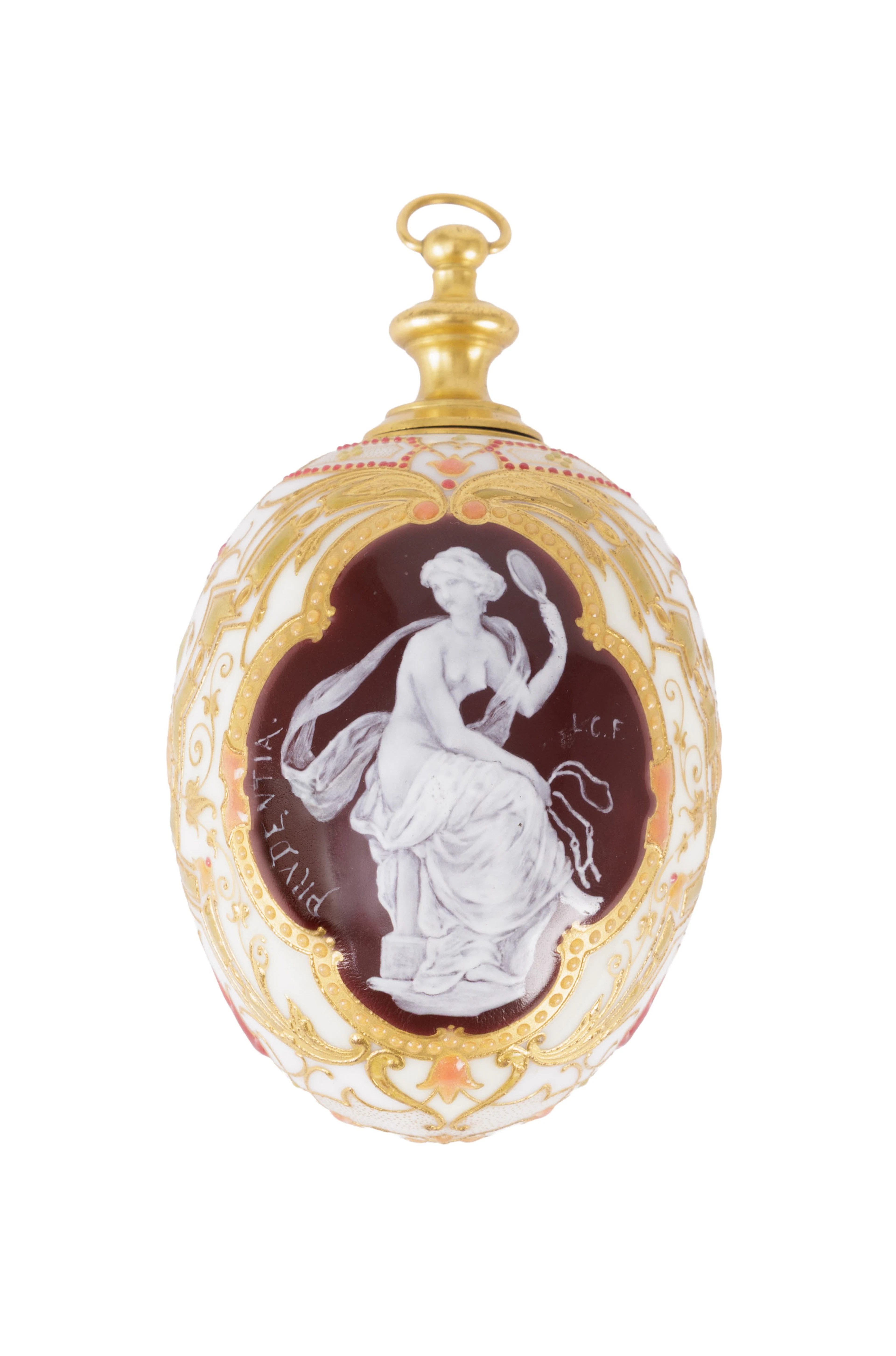Œuf de Pâques en porcelaine à décor pâte sur pâte et émaux, Königliche