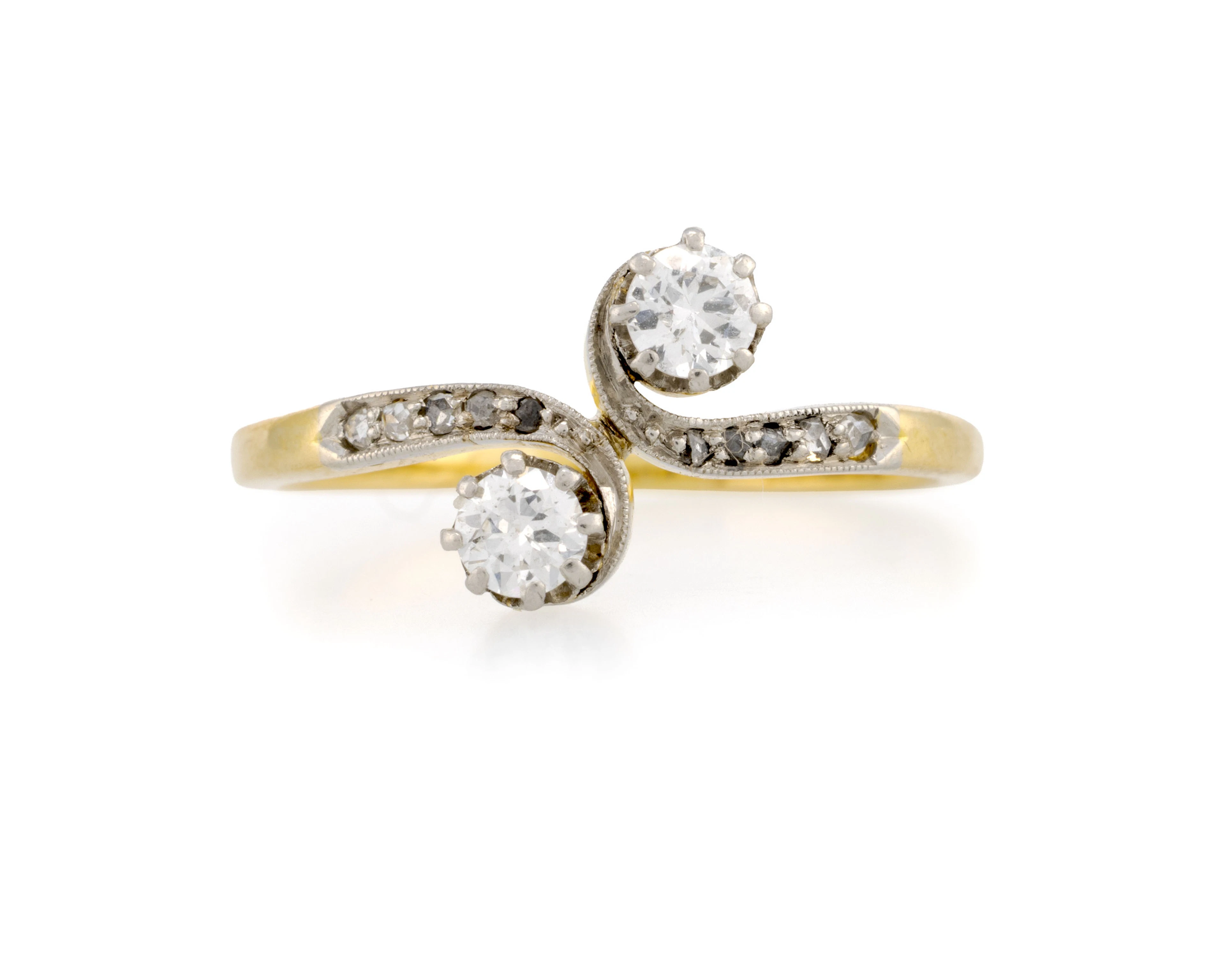 Bague Toi & Moi Belle Epoque or et or gris 750 sertie de diamants
