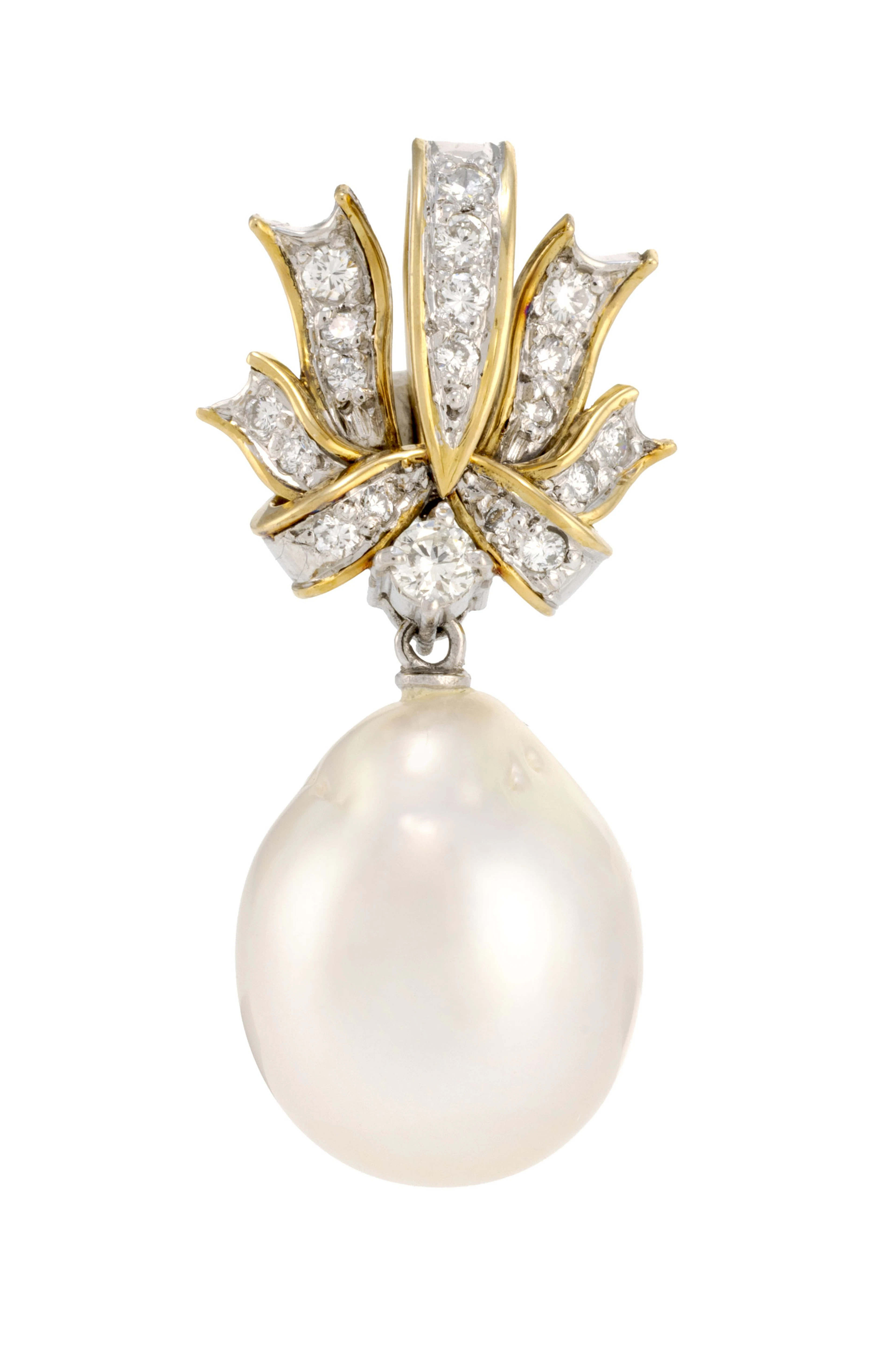 Pendentif nœud 2 ors 750 serti de diamants taille brillant et retenant