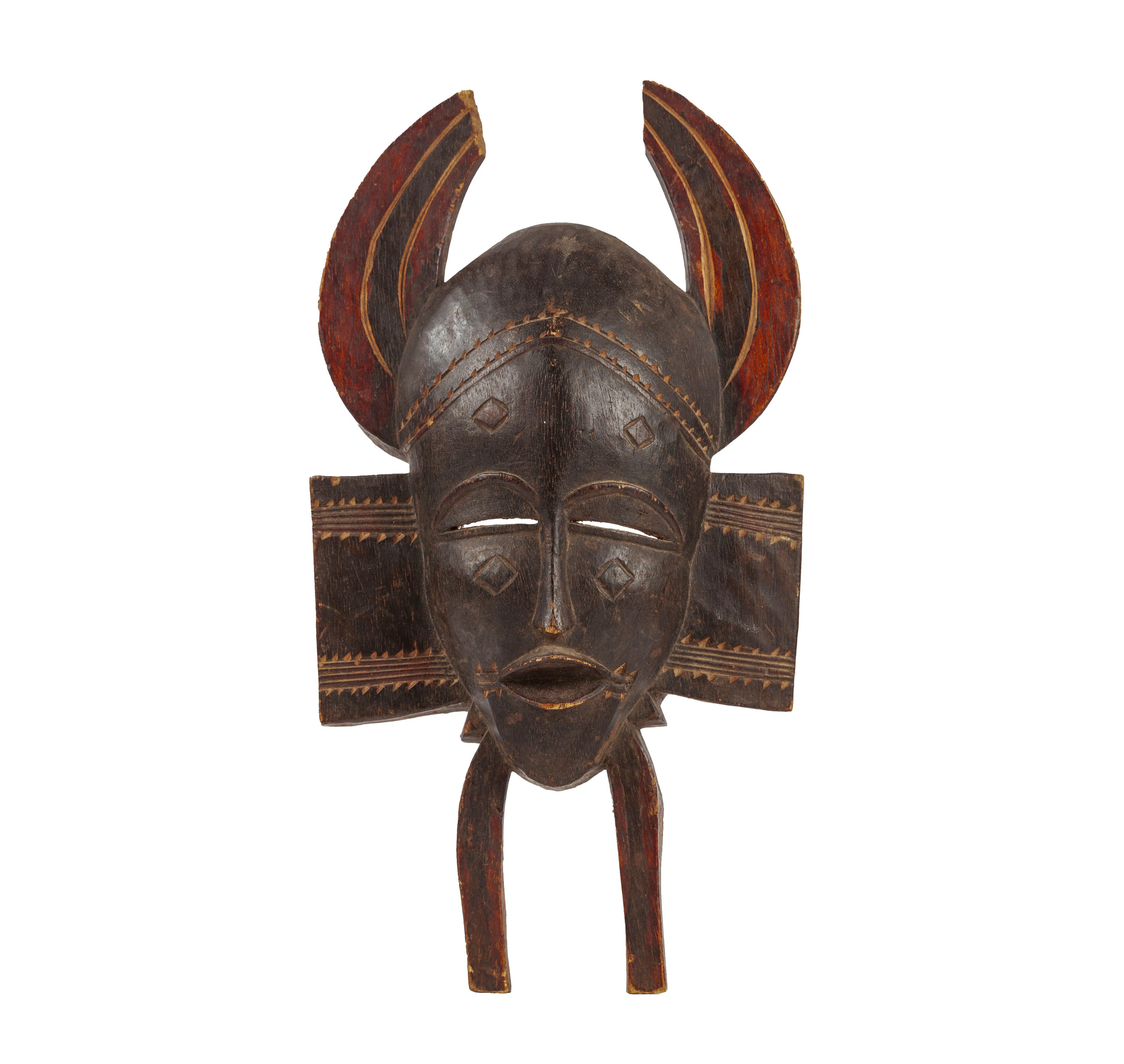 Masque décoratif dans le style des Sénoufos de Côte d'Ivoire, bois