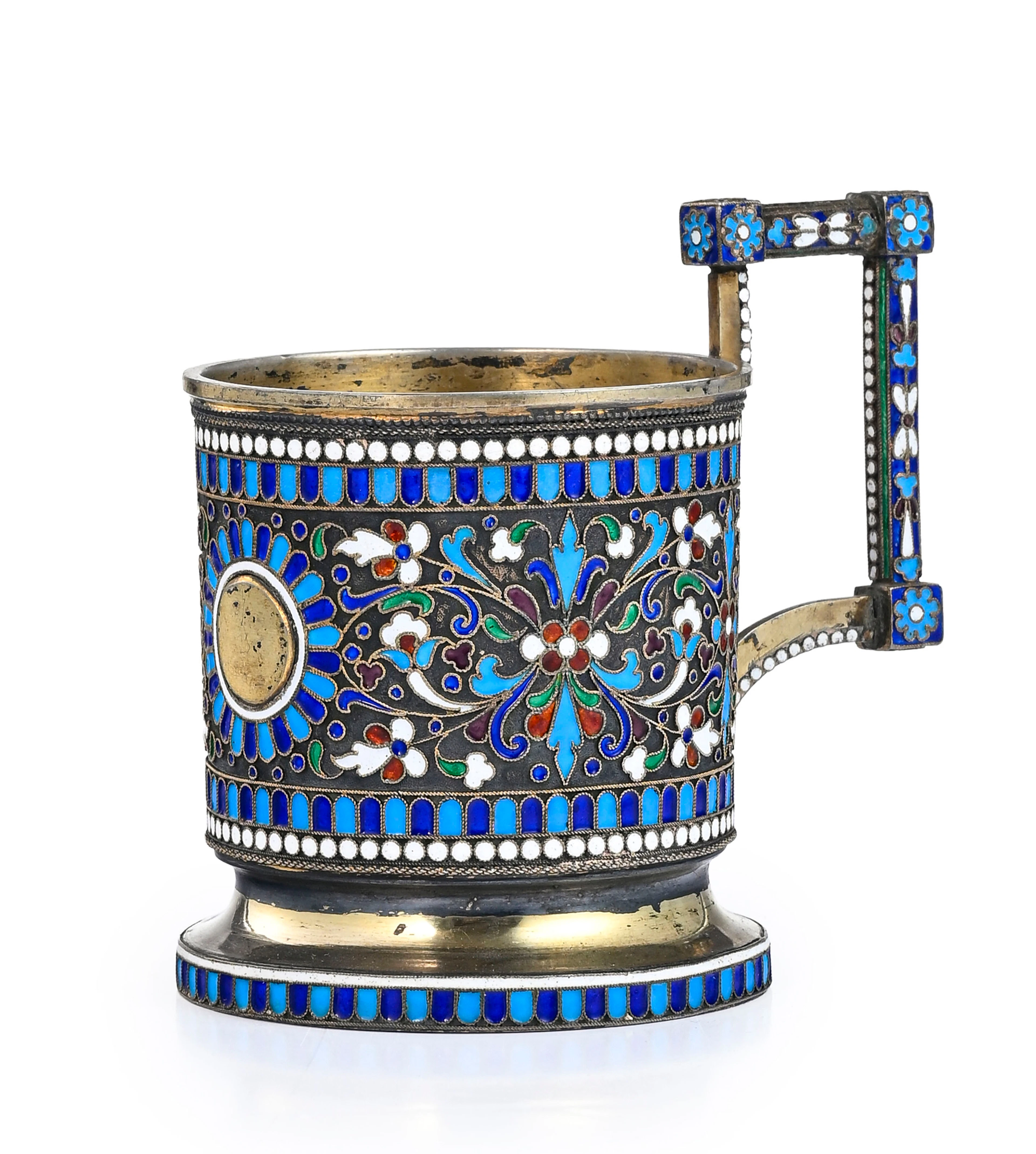 Support de verre en vermeil et émail cloisonné, Russie 1899-1908