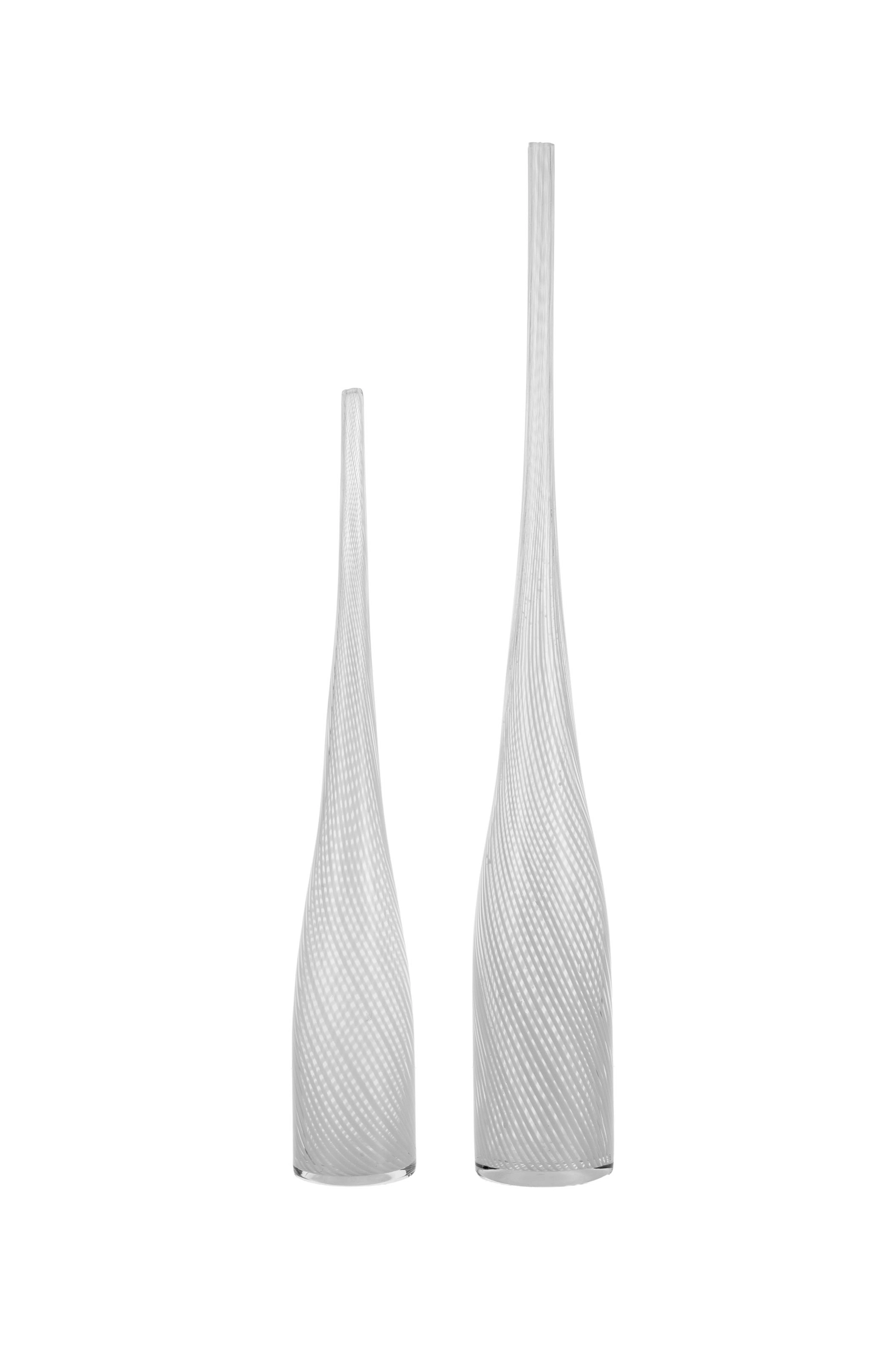 Suite de 2 vases soliflores en verre filigrané dans le goût de Murano