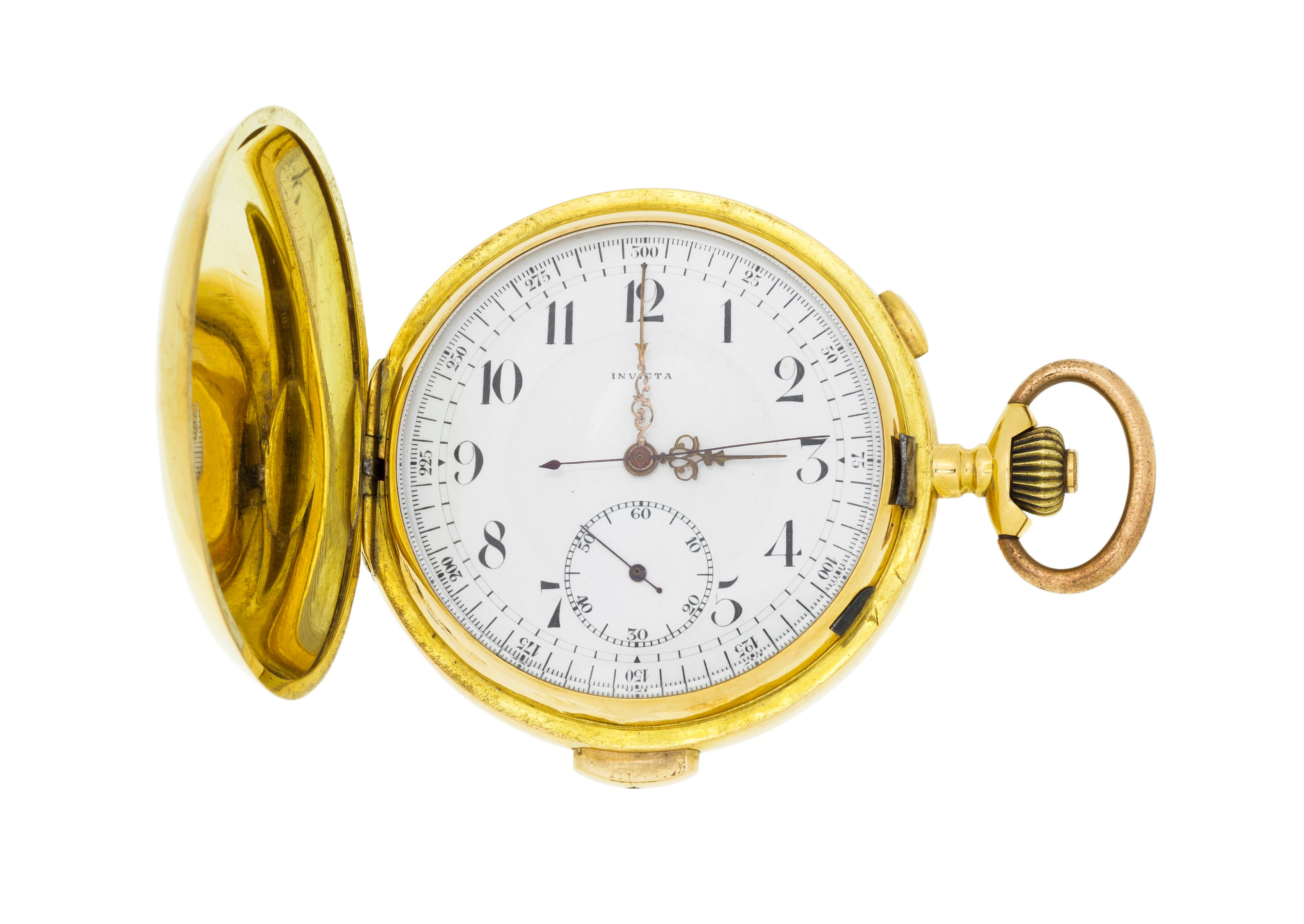 Invicta, montre de poche savonnette chronographe en or 750 à répétition