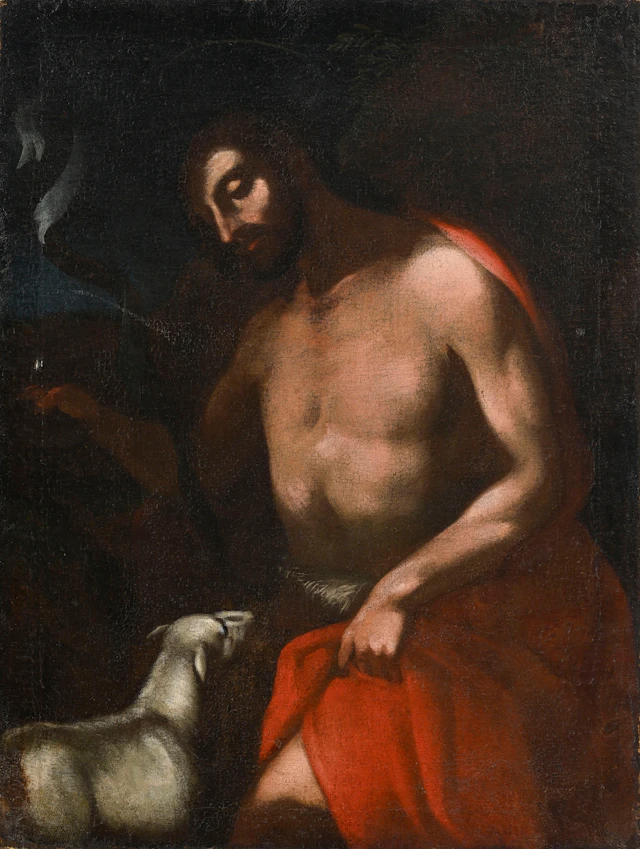 Guido Reni (1575-1642), école de, Saint-Jean Baptiste, XVIIe, huile