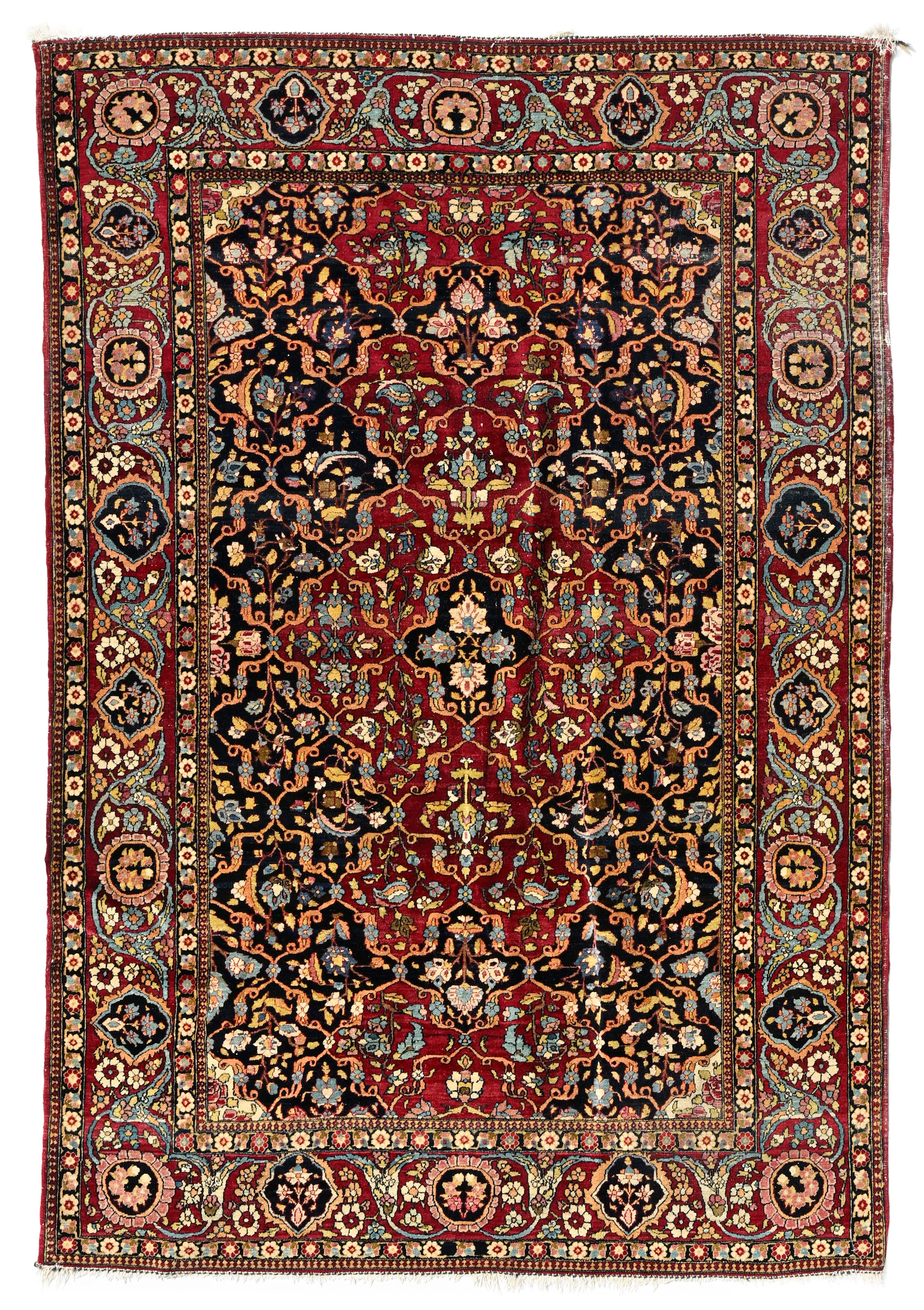 Tapis Ispahan, Iran, 1ère moitié du XXe s., orné d'un parterre de
