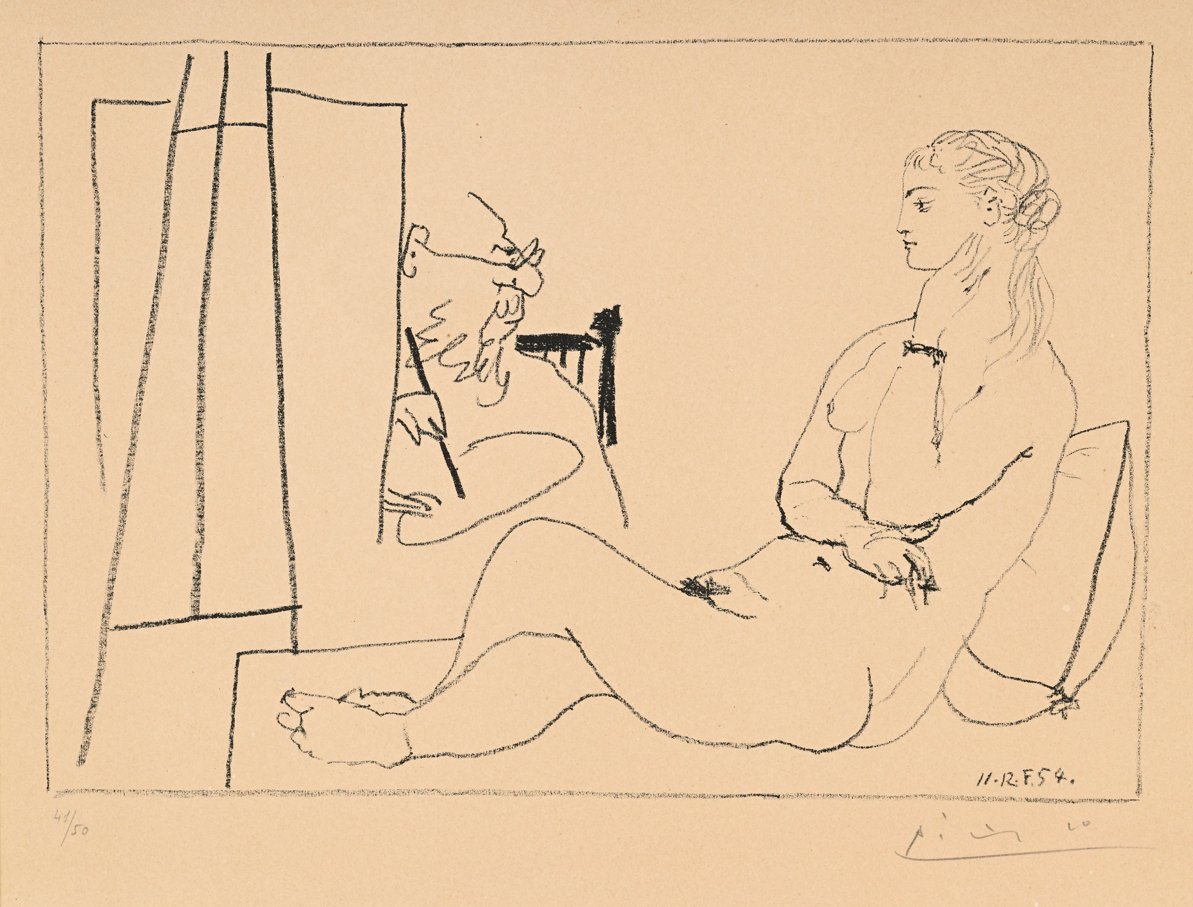 Pablo Picasso (1881-1973), "Le modèle étendu", lithographie, signée