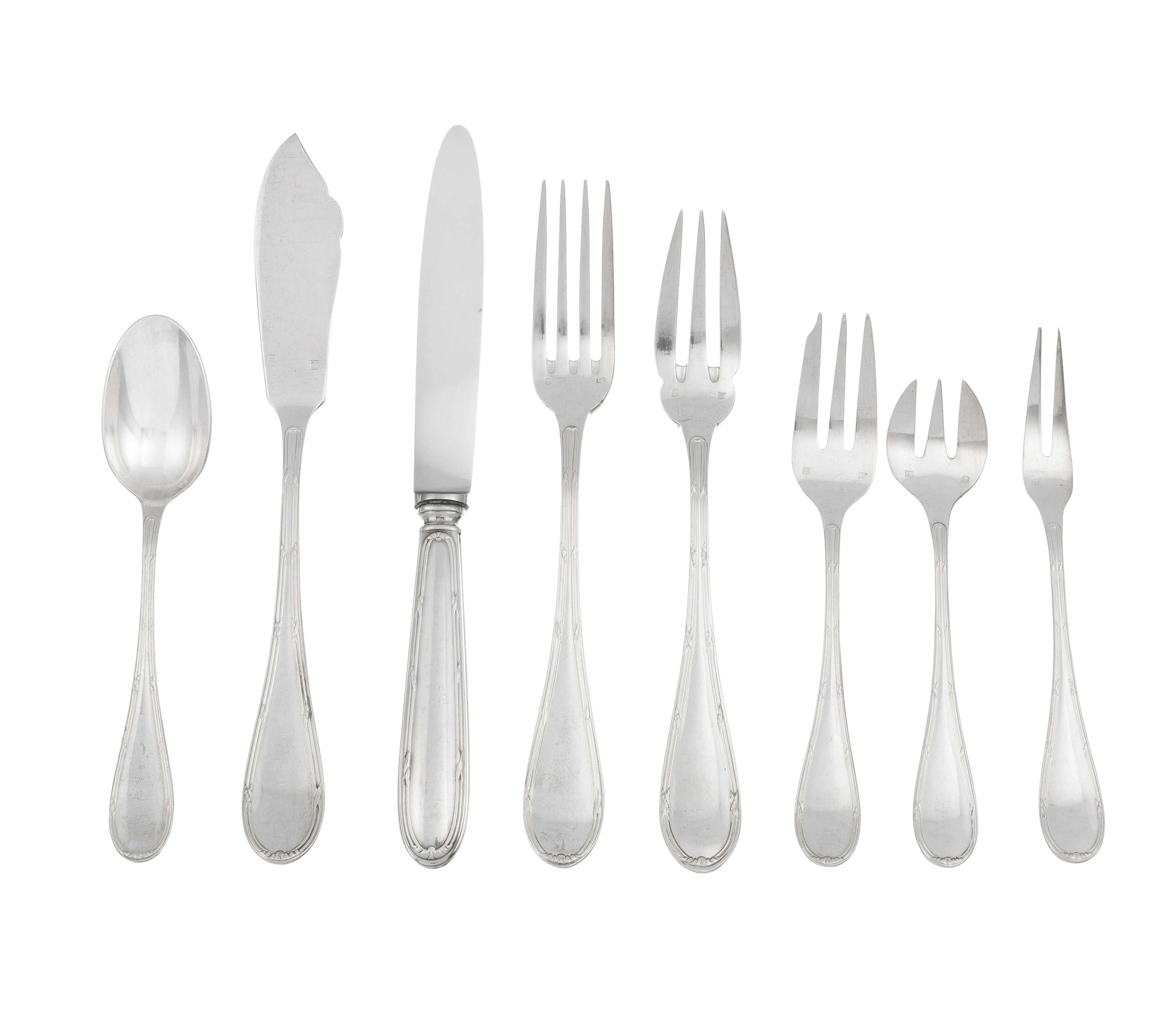 Ménagère en métal argenté, modèle Rubans, comprenant 112 pièces: 12