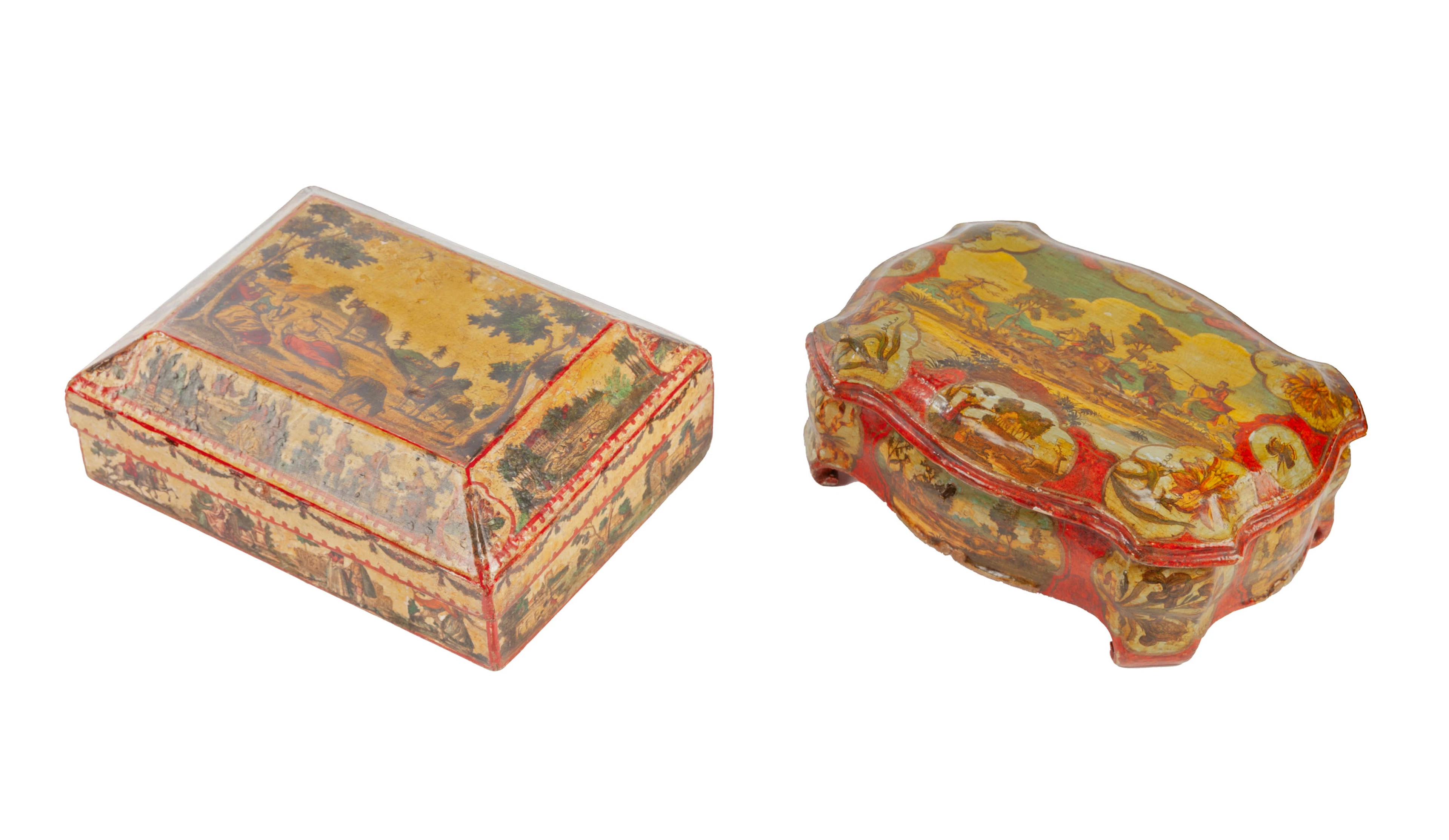 Boîte, Venise, XVIIIe s., en bois peint et à décor en Arte Povera