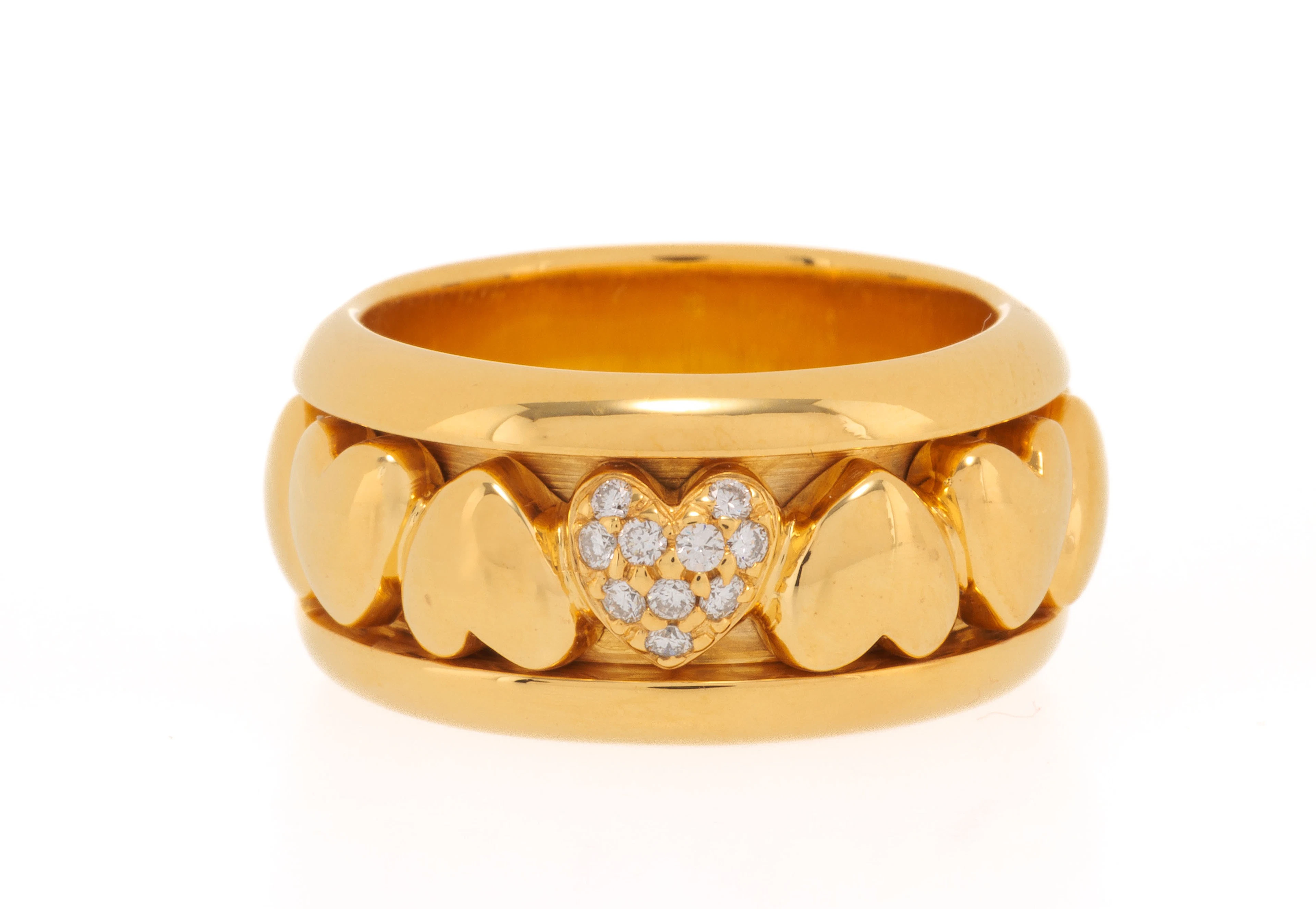 Piaget, Possession, bague or 750 à motif cœurs dont un pavé de diamants