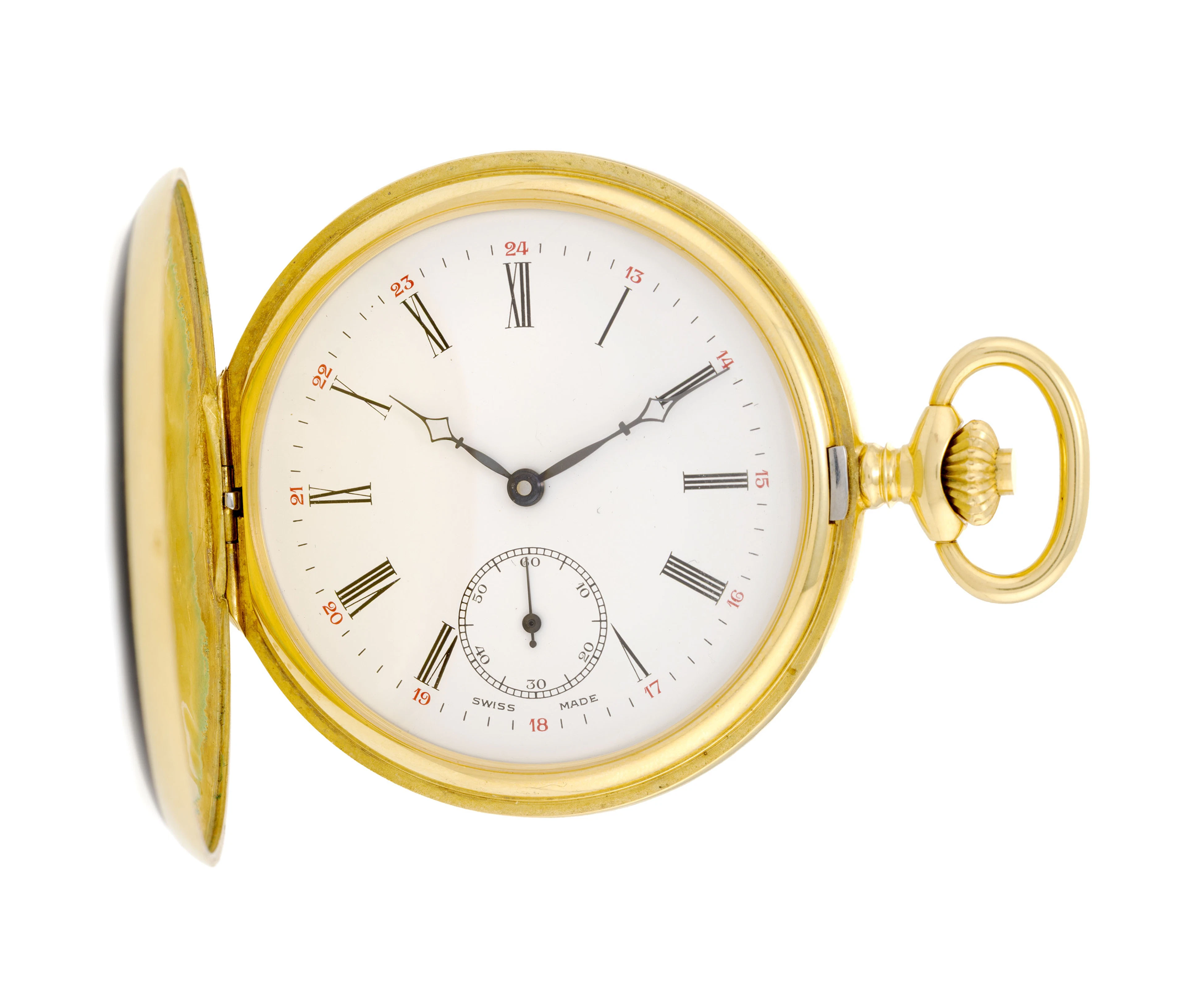 Montre de poche petite seconde en or 750 ornée d'une représentation