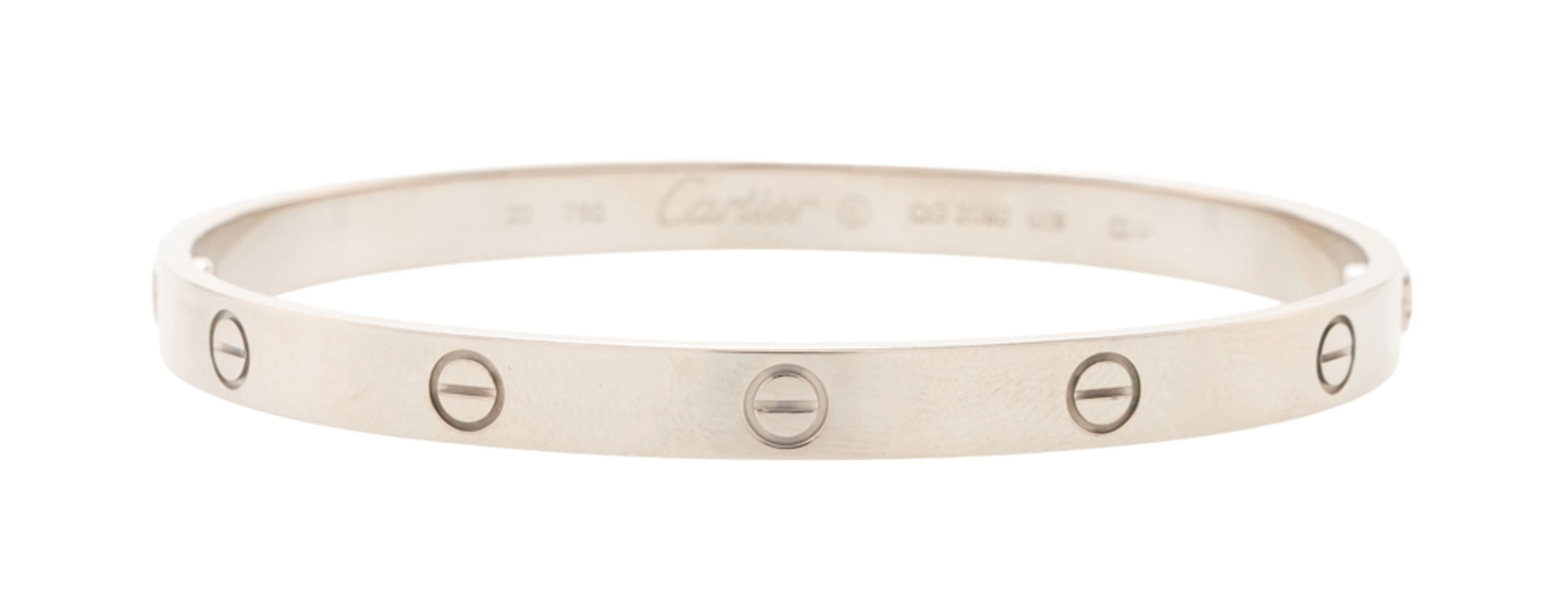 Cartier, Love, bracelet rigide or gris 750, signé, numéroté QG2092