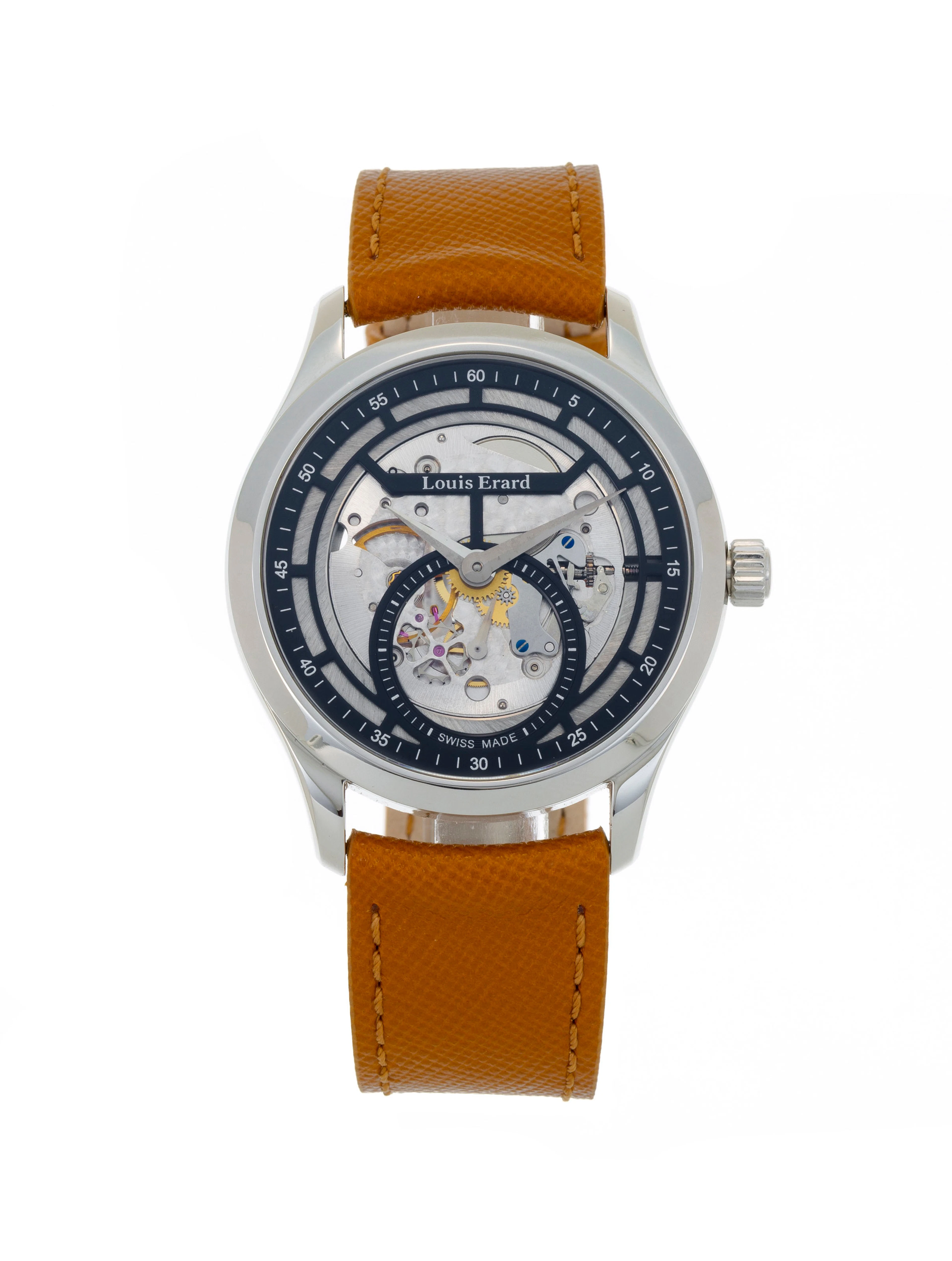 Louis Erard, montre squelette petite seconde en acier Mouvement: mécanique