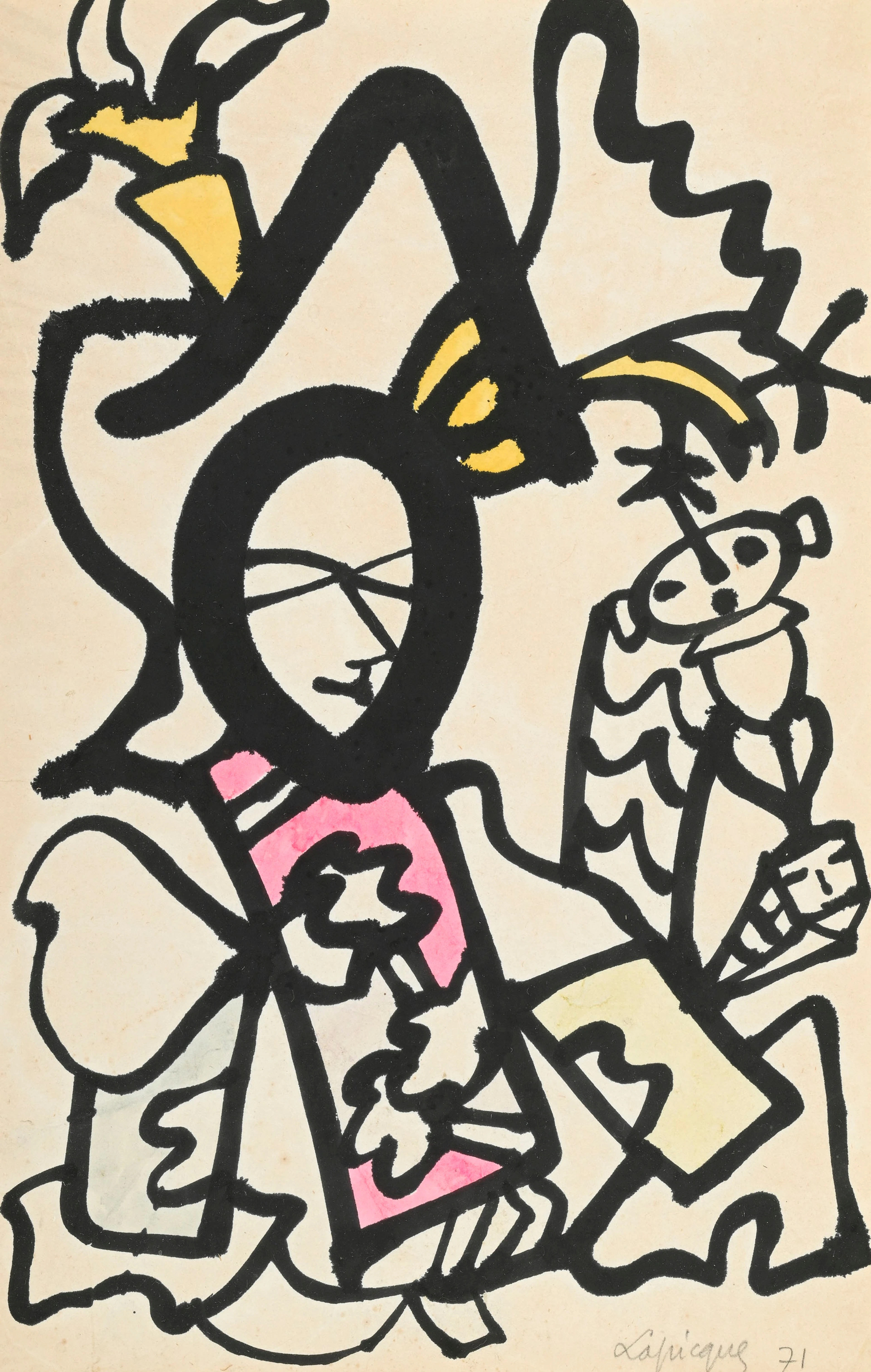 Charles Lapicque (1898-1988), "L'heure espagnole", 1971, encre et