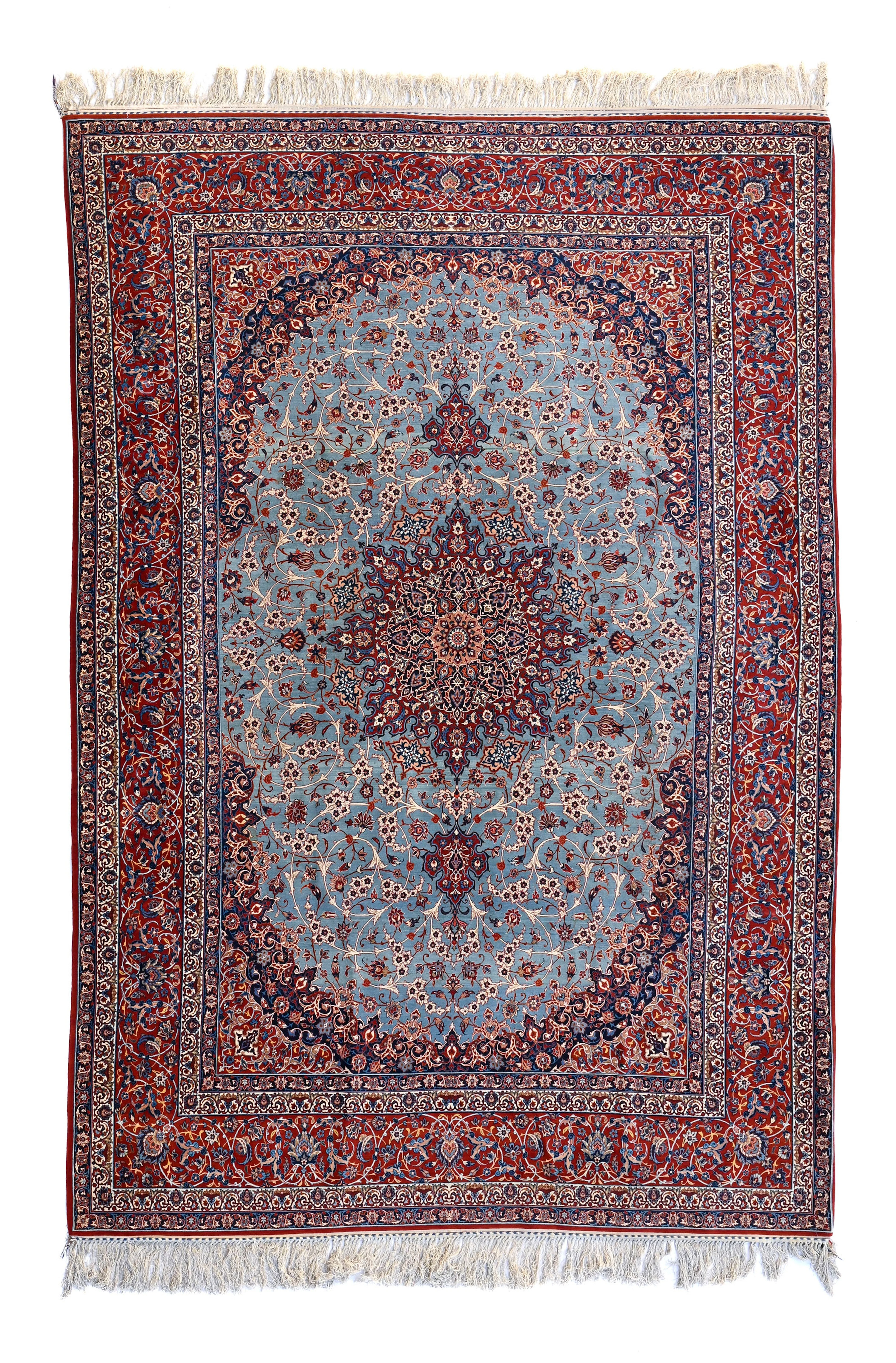 Tapis Ispahan, Iran, 3ème quart du XXe s., à médaillon central rouge