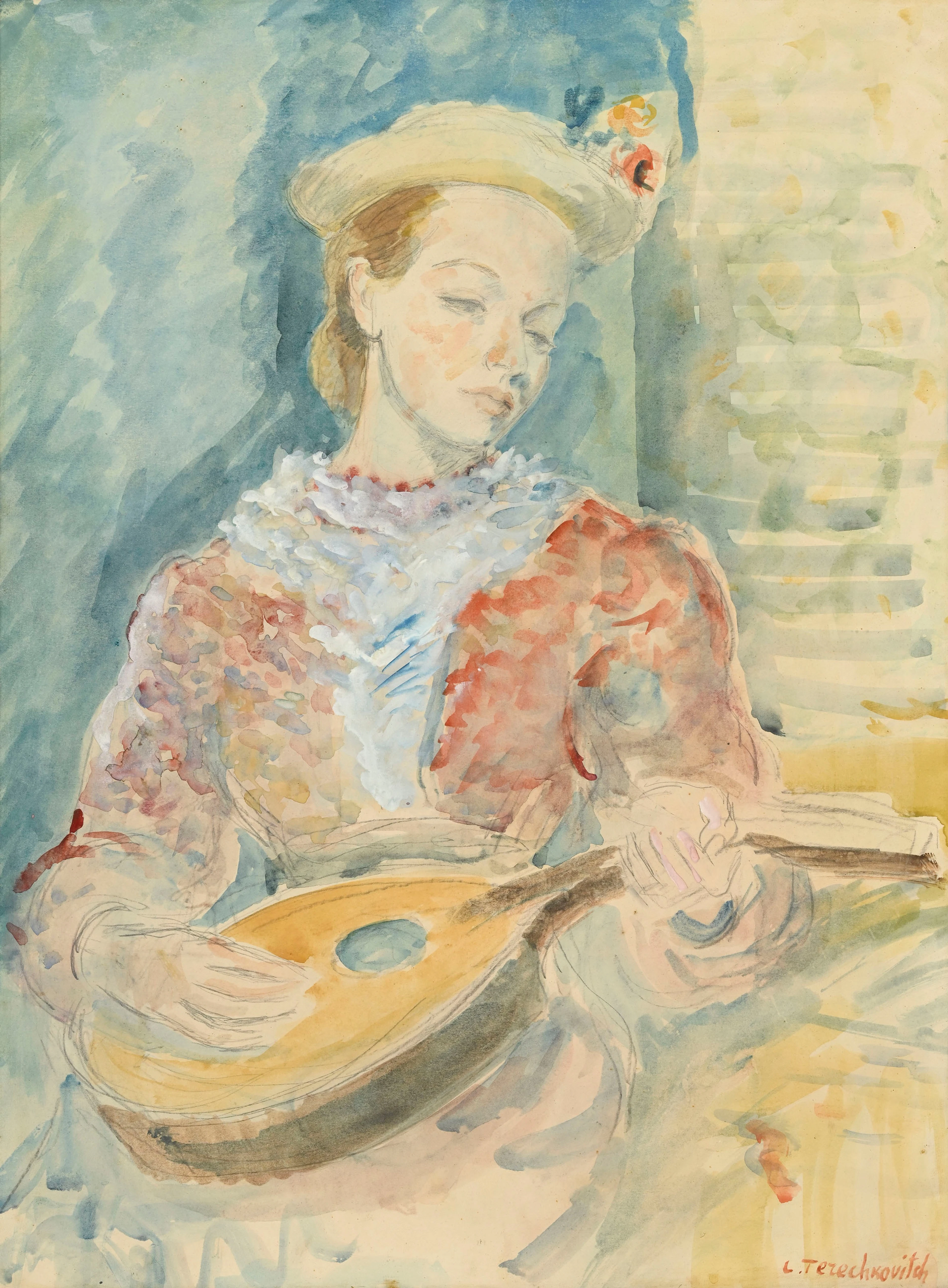 Constantin Andréevitch Terechkovitch (1902-1978), Femme à la mandoline