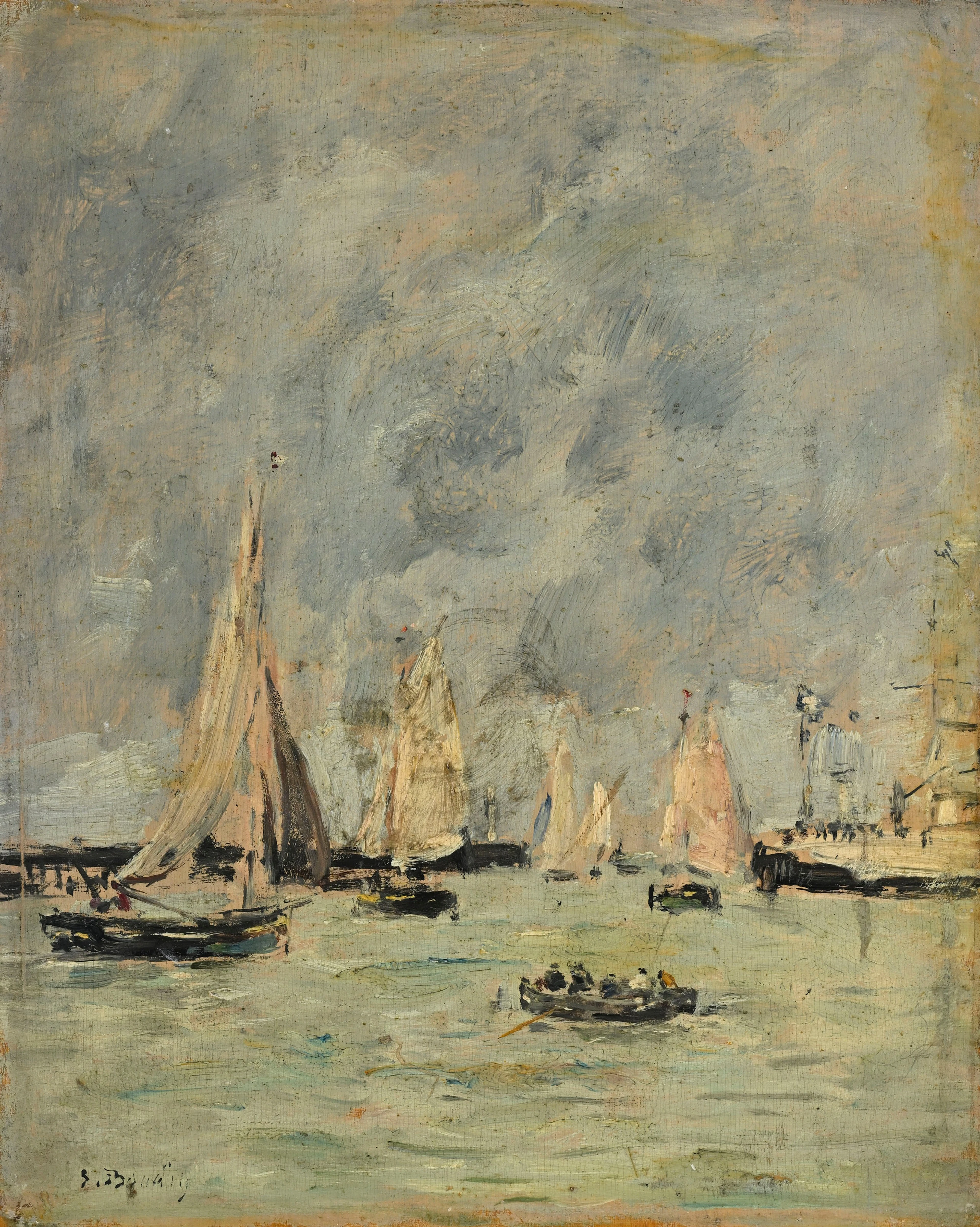 Eugène Boudin (1824-1898), "Trouville. Les jetées marée haute", vers