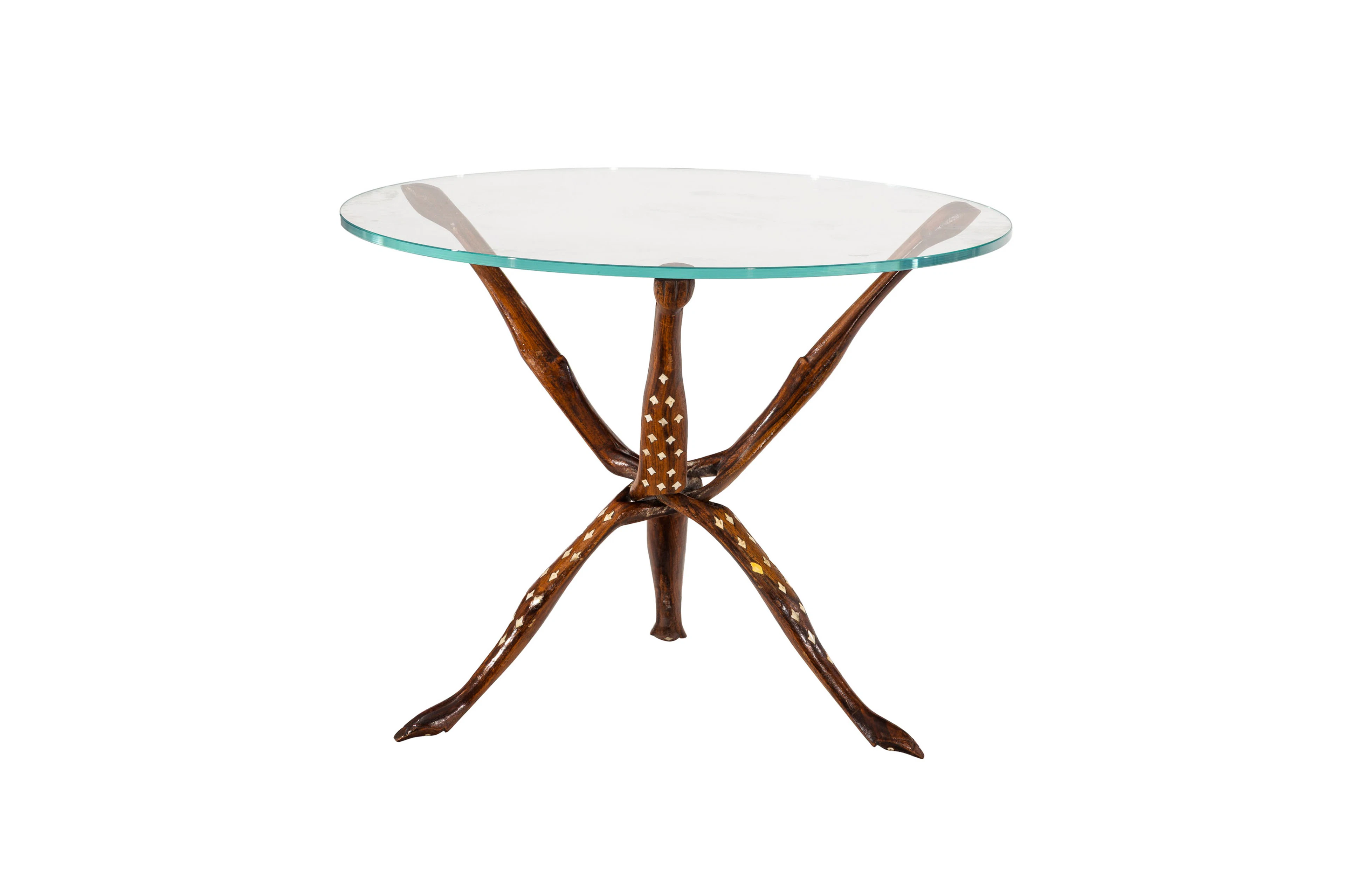 Table basse, Italie, XXe s., en palissandre et incrustations d'os