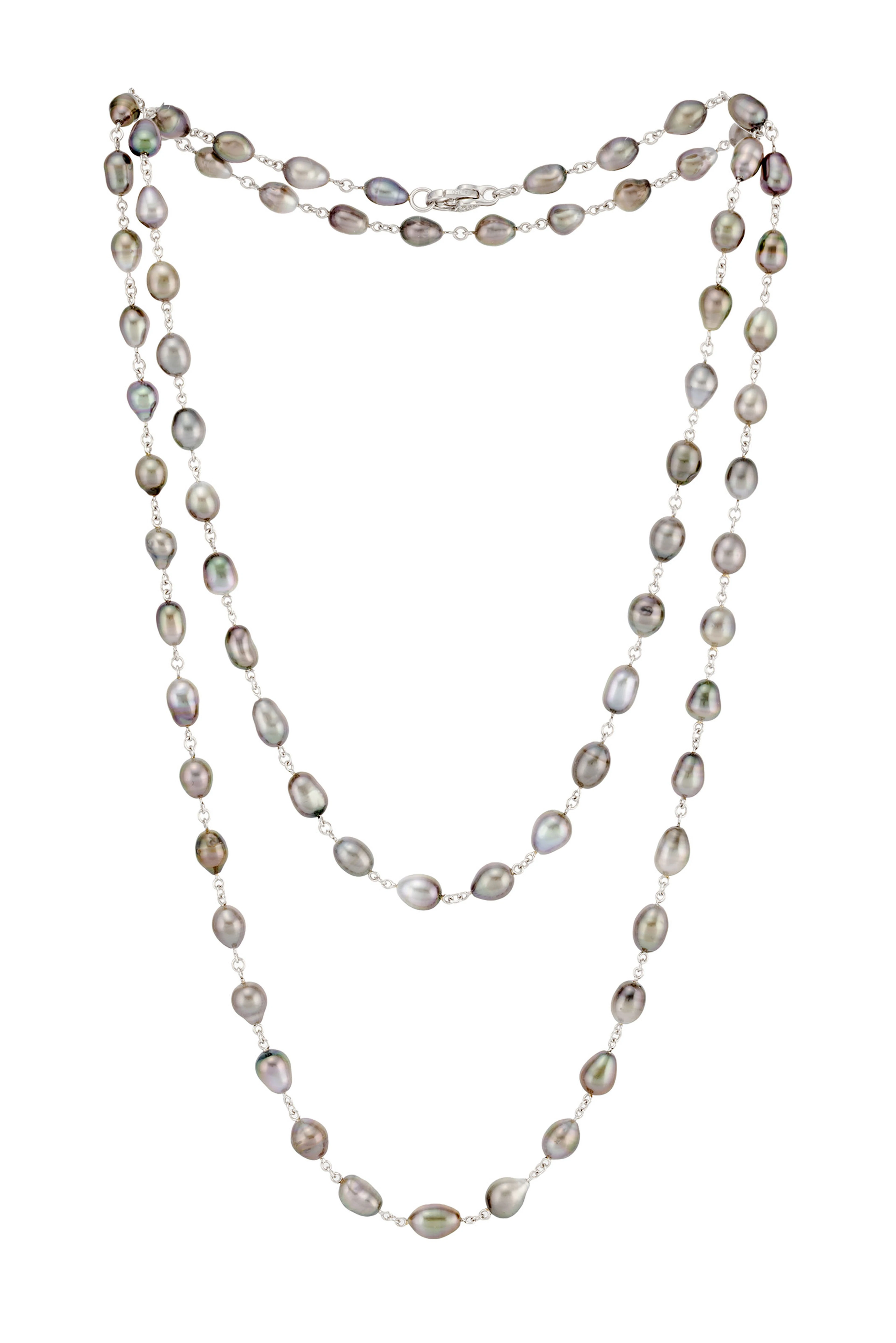 Bucherer, sautoir or gris 750, chaîne à maille forçat alternée de