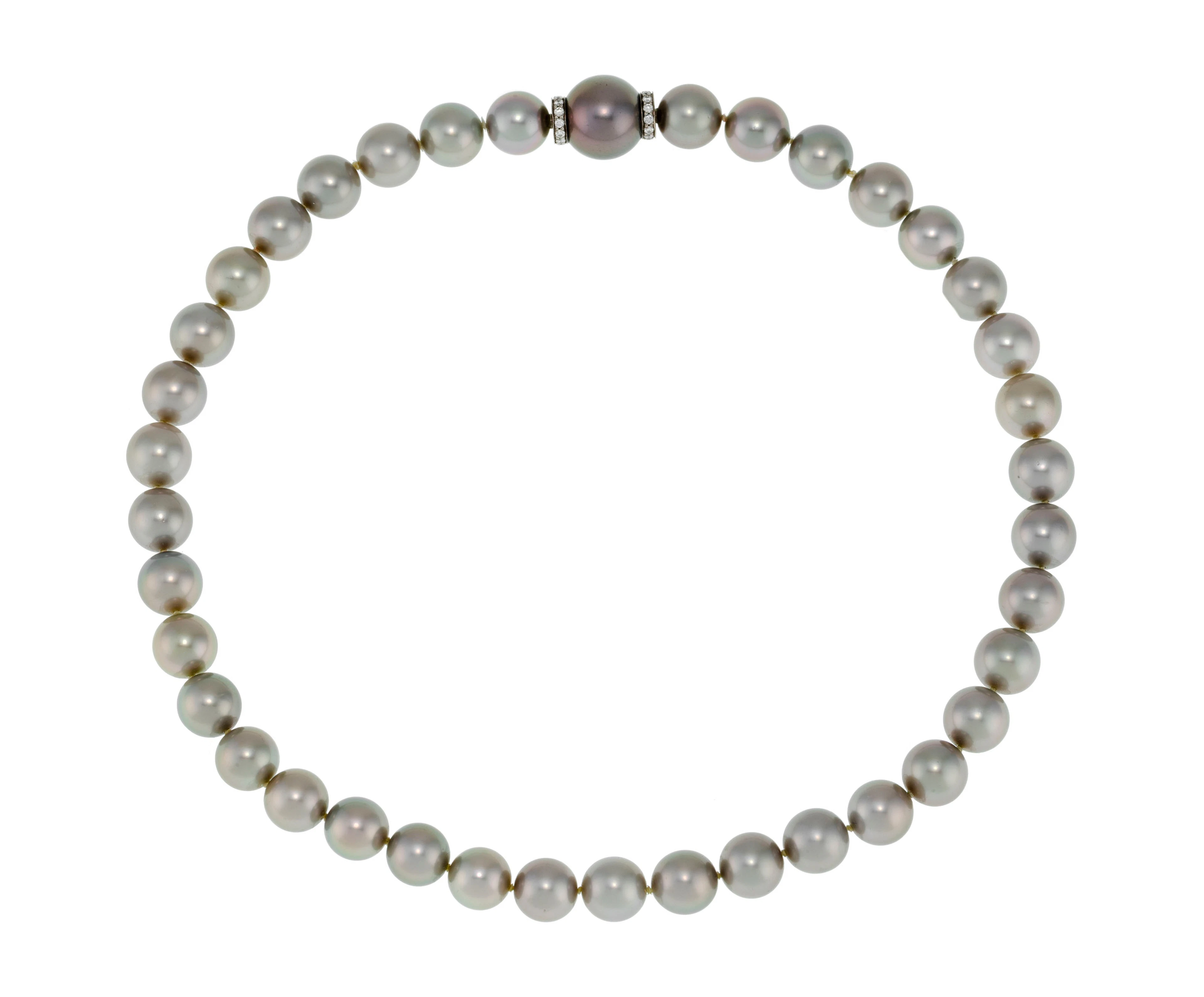Collier de perles de culture de Tahiti grises, fermoir pastilles or