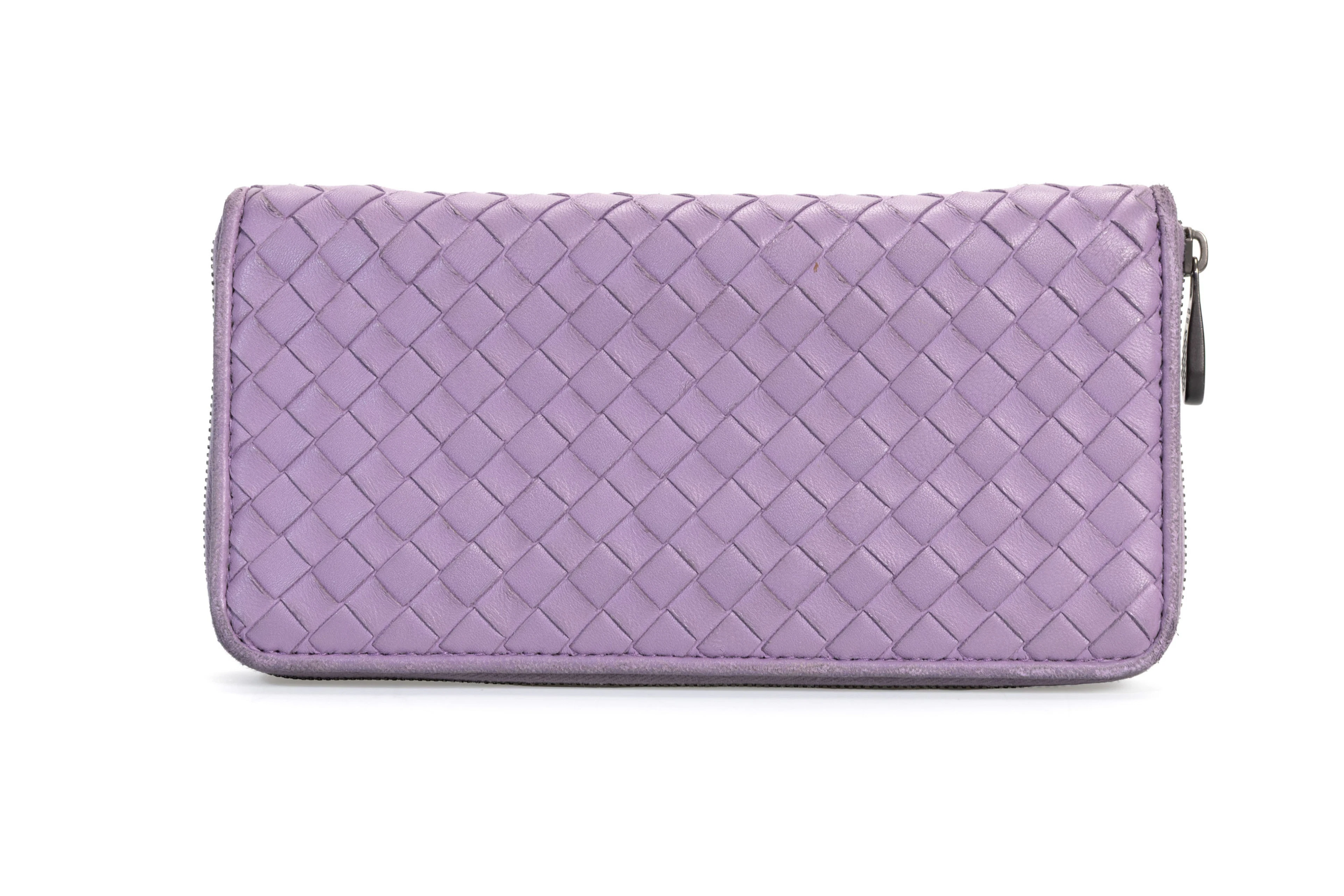 Bottega Veneta, porte feuille en cuir intrecciato nappa mauve avec