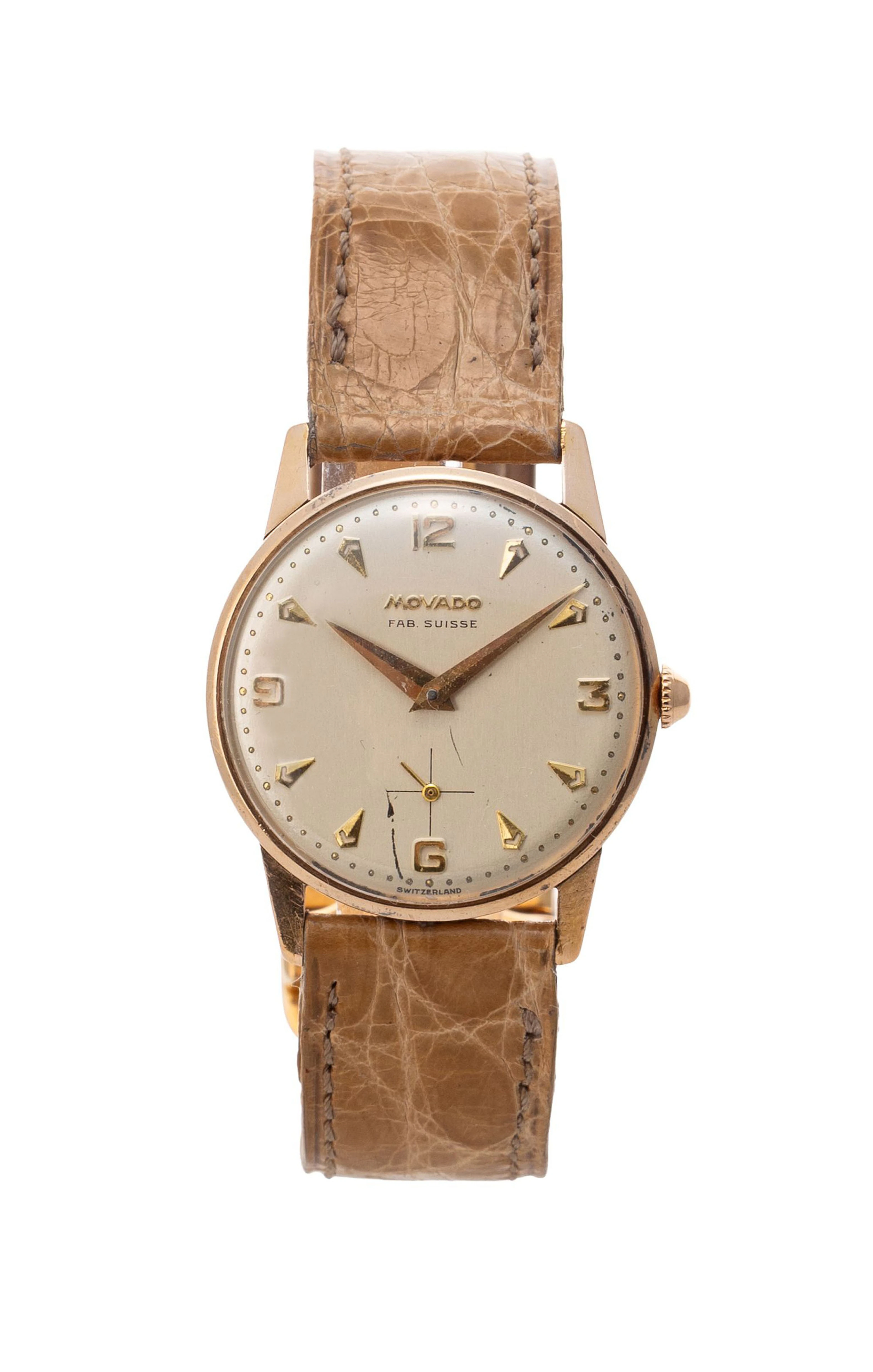 Movado, montre petite seconde en or 750, années 1950-60 Mouvement: