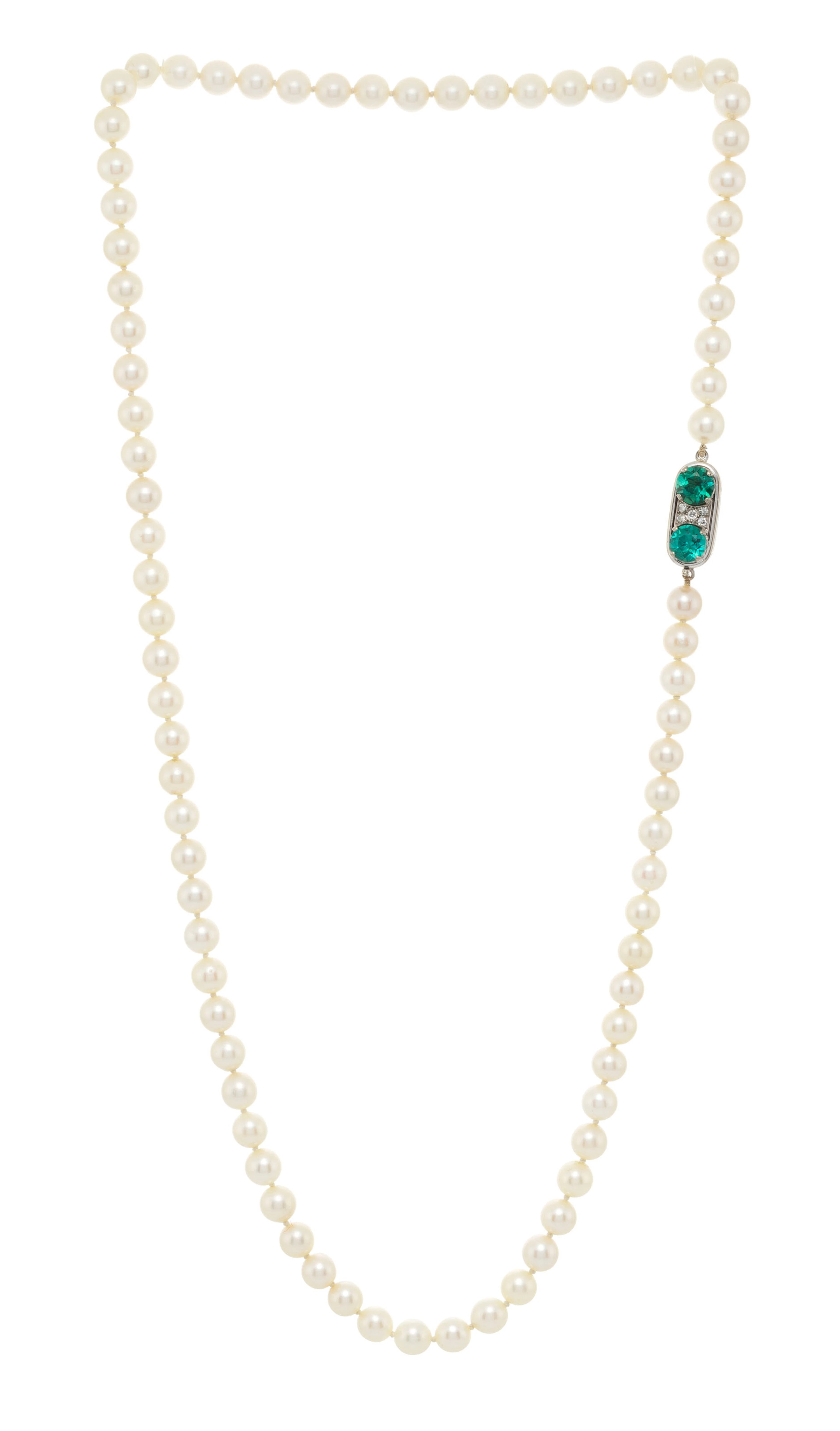 Collier 1 rang de perles de culture blanches, fermoir or gris 750