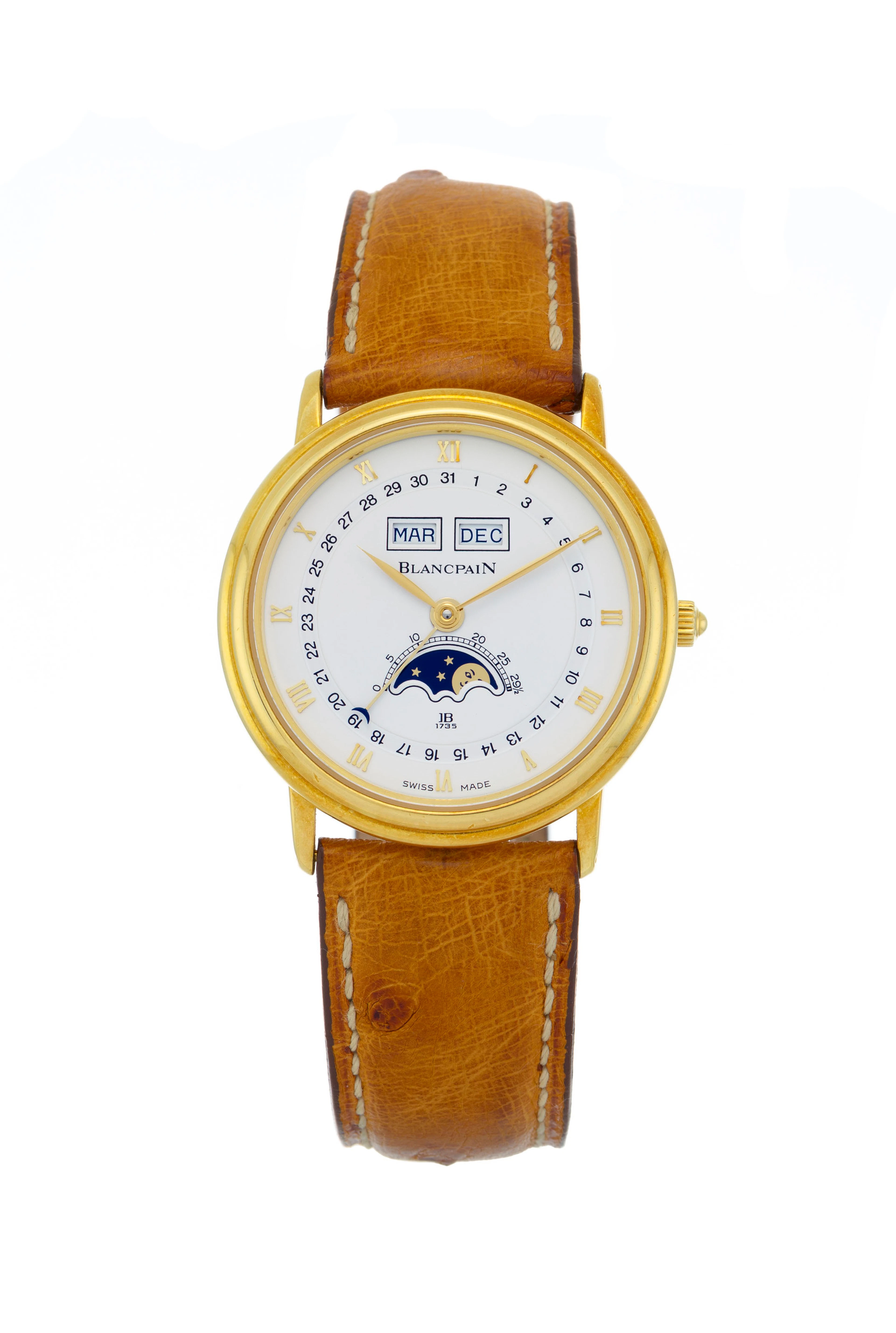 Blancpain, Villeret, montre en or 750 avec quantième et phases de