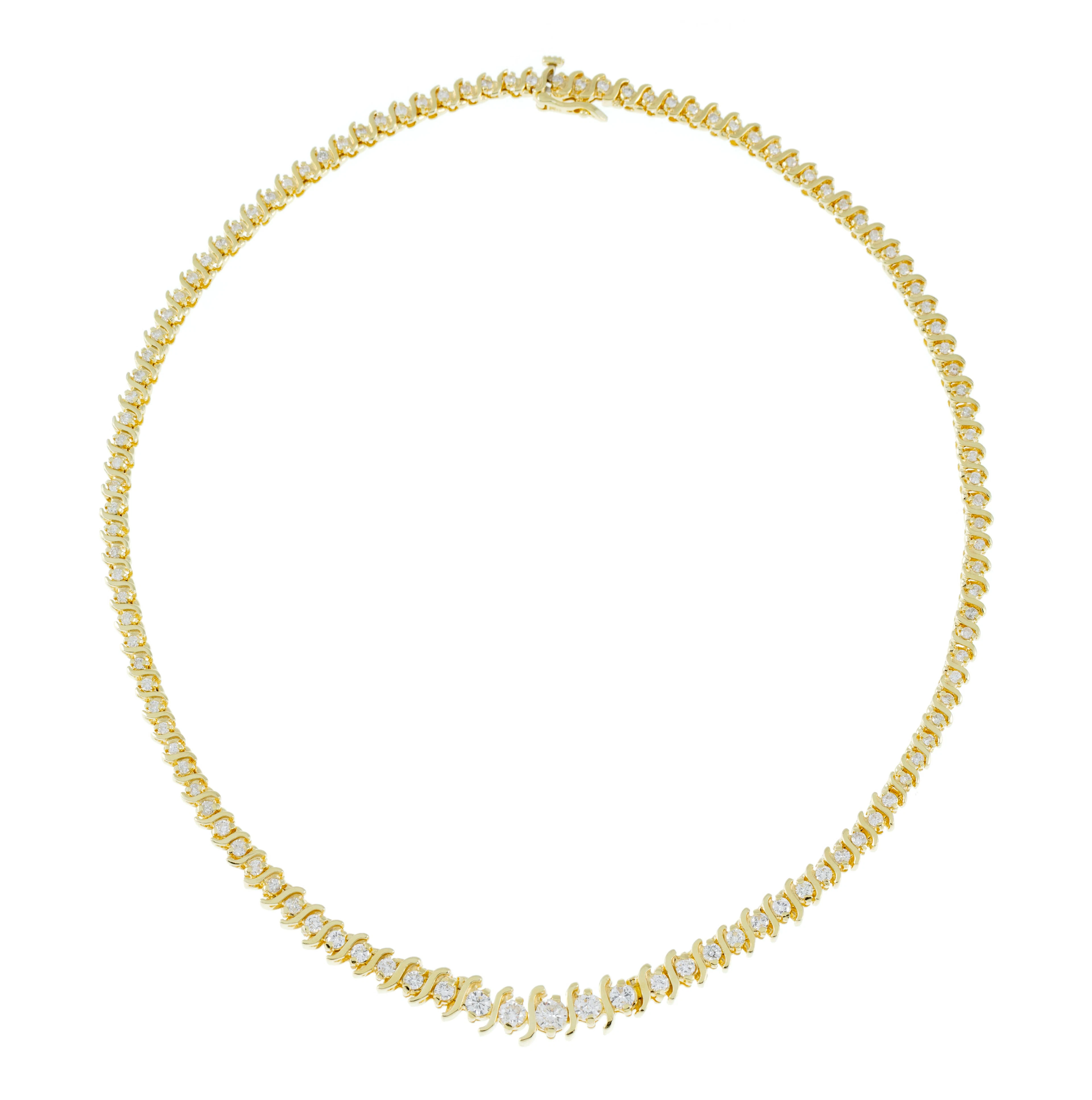 Collier rivière or 585 serti de diamants taille brillant en chute