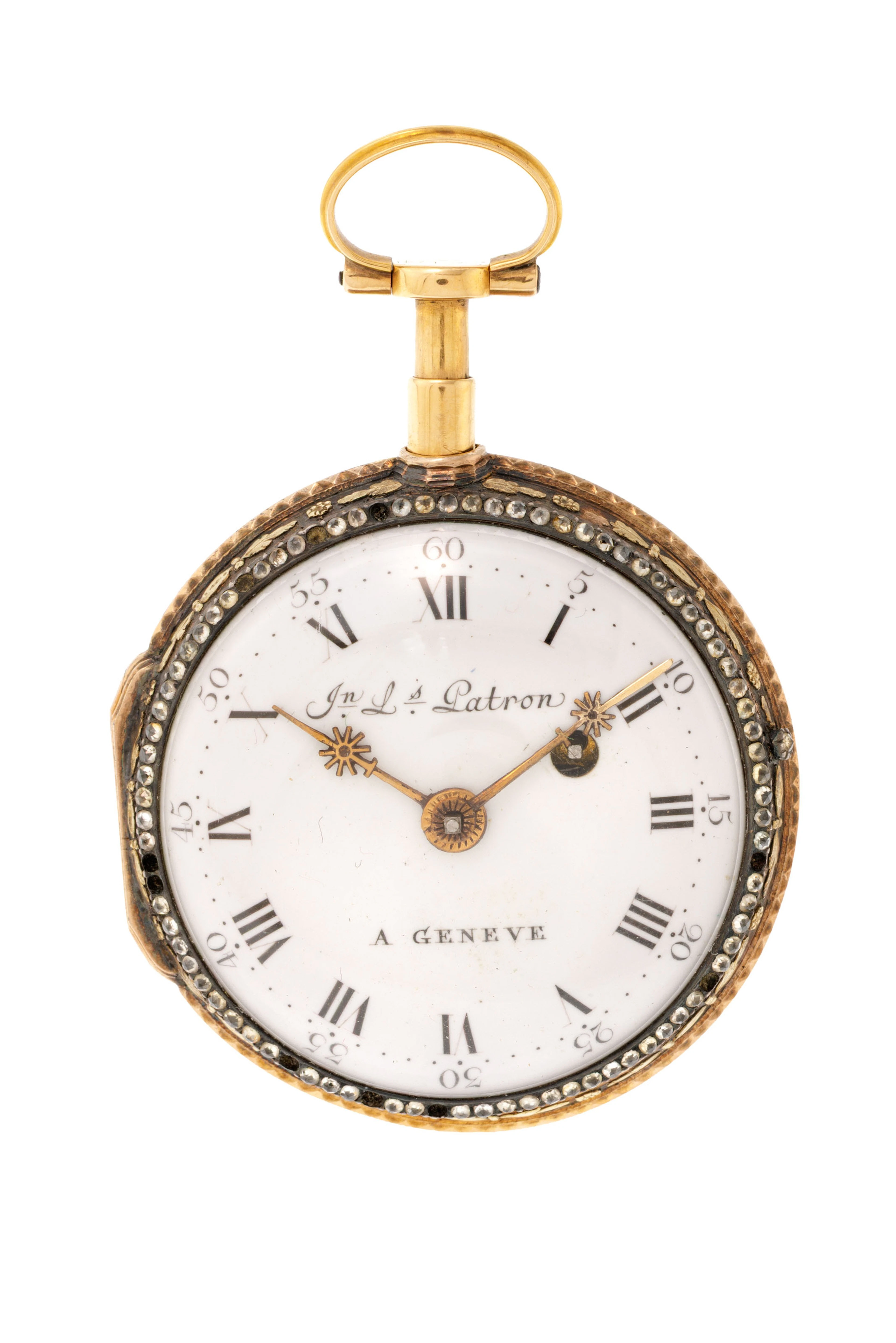 Jean-Louis Patron à Genève, montre de poche à coq en or, argent et