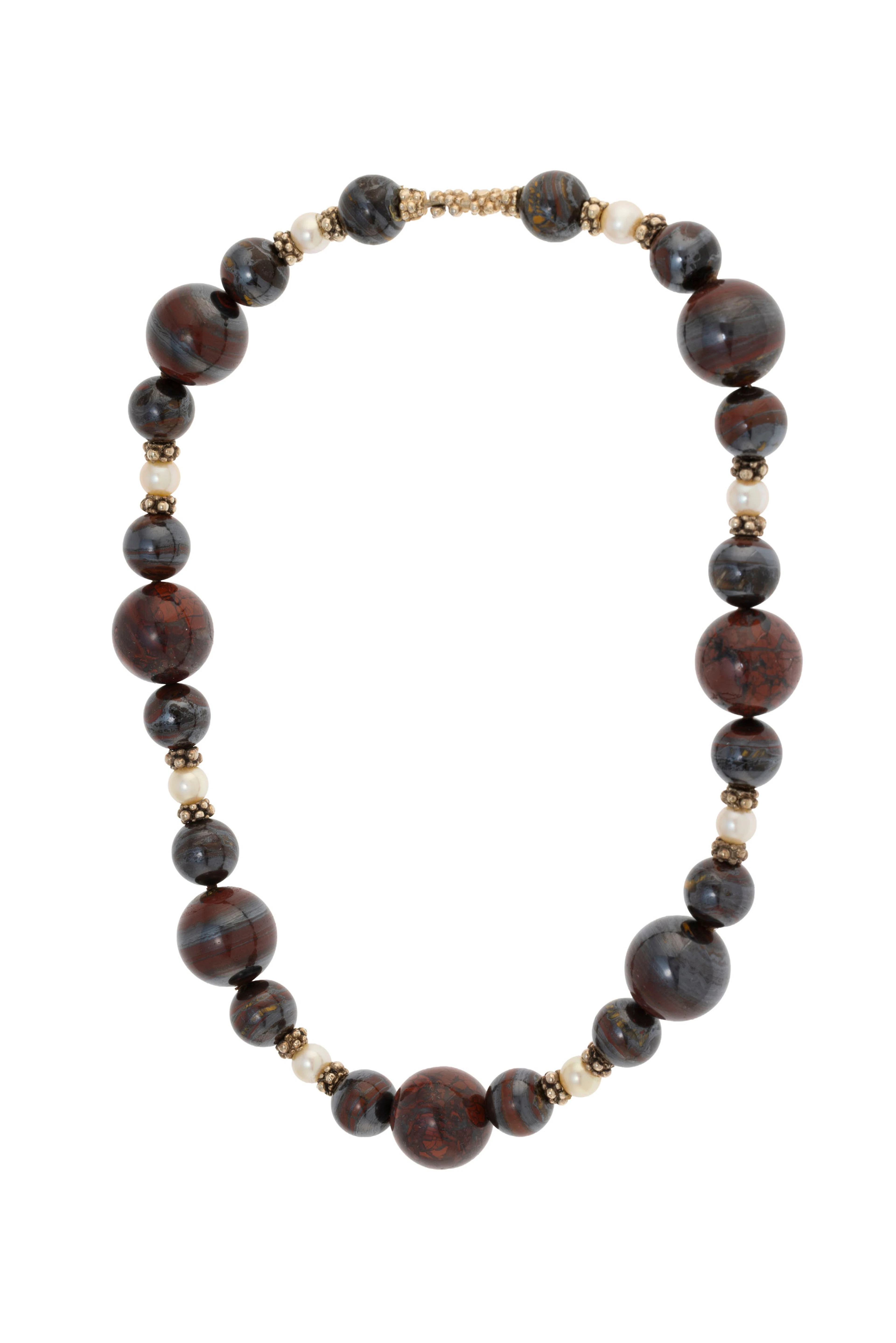 Gilbert Albert, collier composé de billes de jaspe-hématite alternées