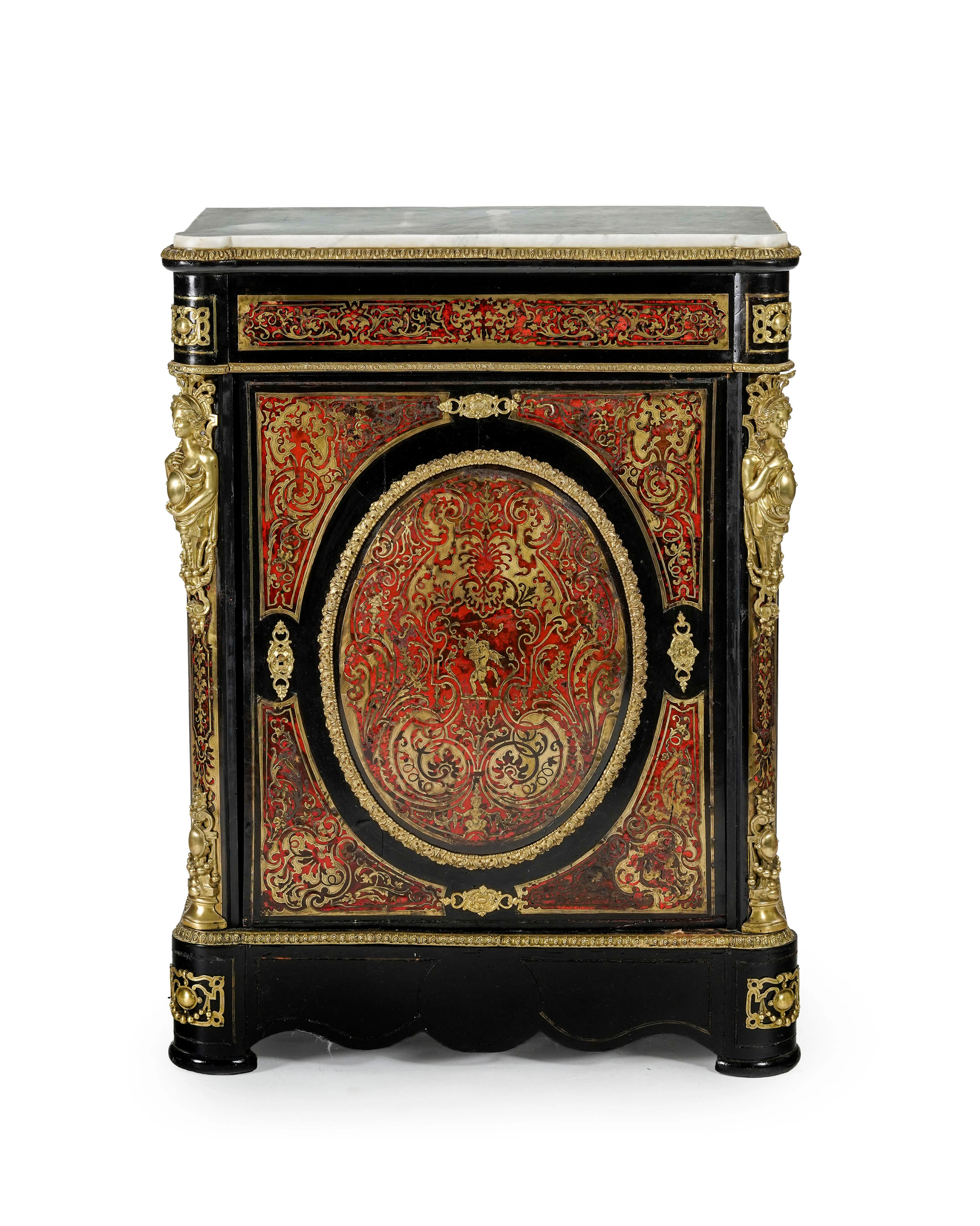 Meuble d'appui d'époque Napoléon III, en marqueterie Boulle, en bois