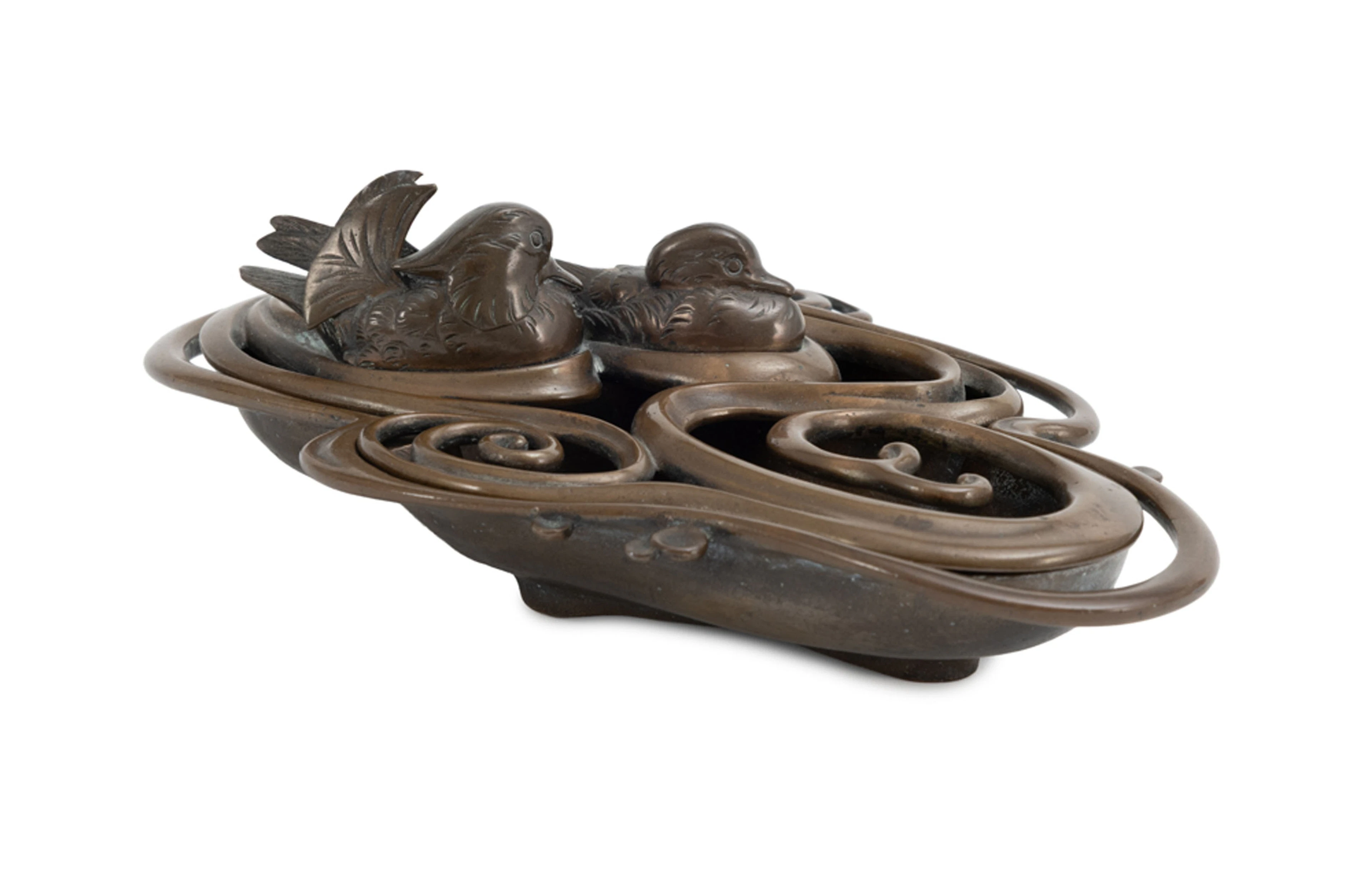 Koro (brûle-parfum) en bronze, Japon, époque Meiji, en forme de couple