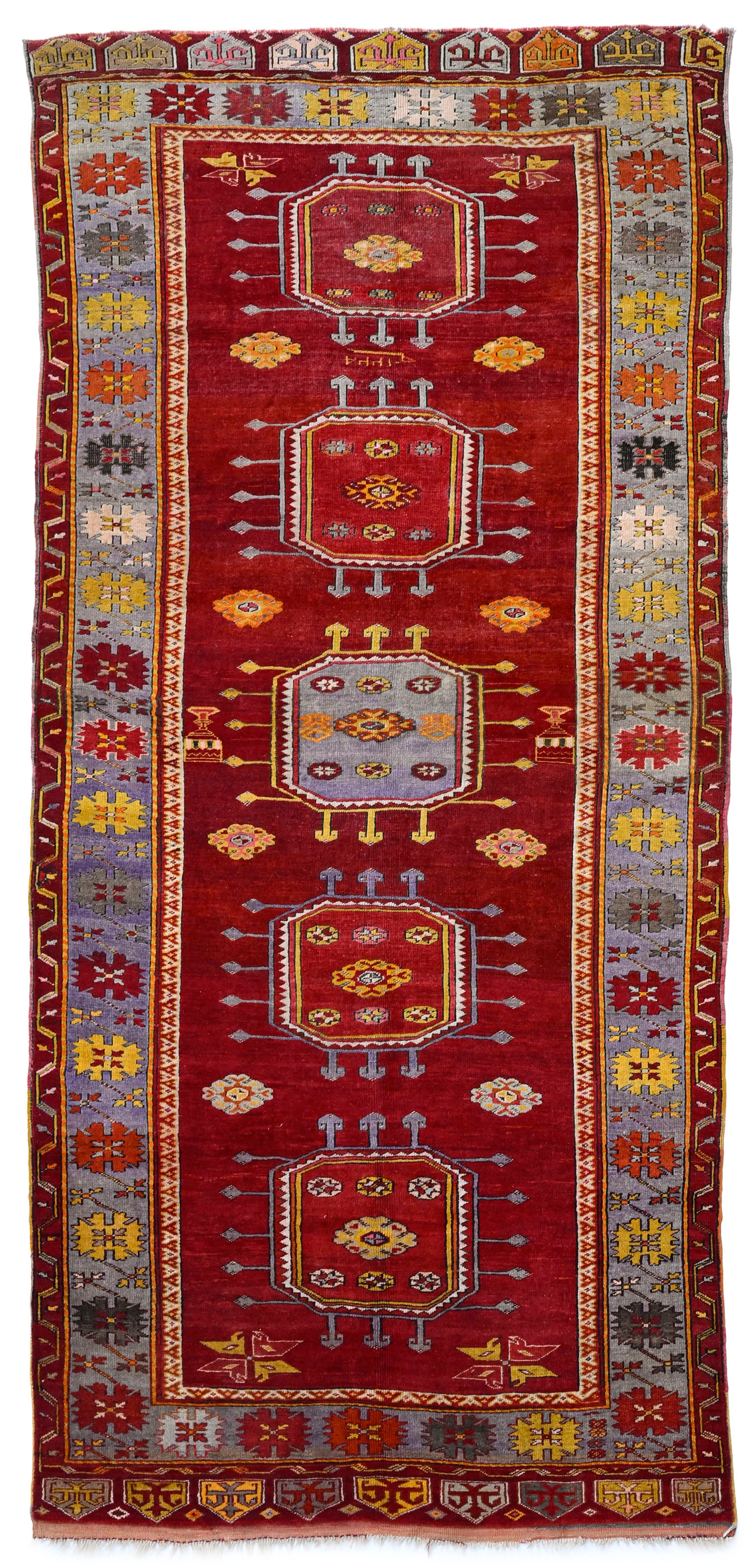 Tapis Bergama, Turquie, 1ère moitié du XXe s., orné d'une rangée centrale