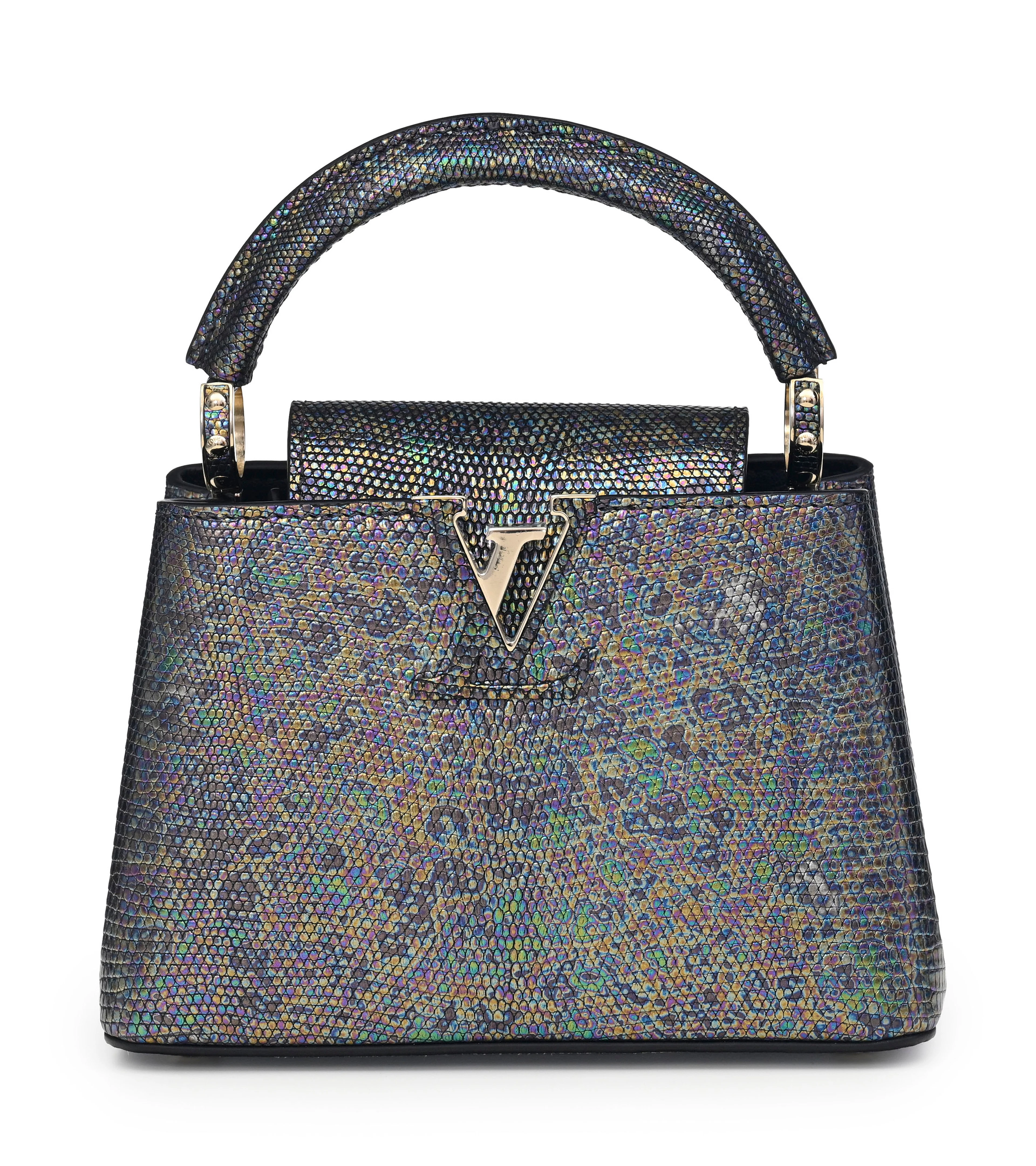 Louis Vuitton, sac Capucines en lézard Varane gris métallisé, édition