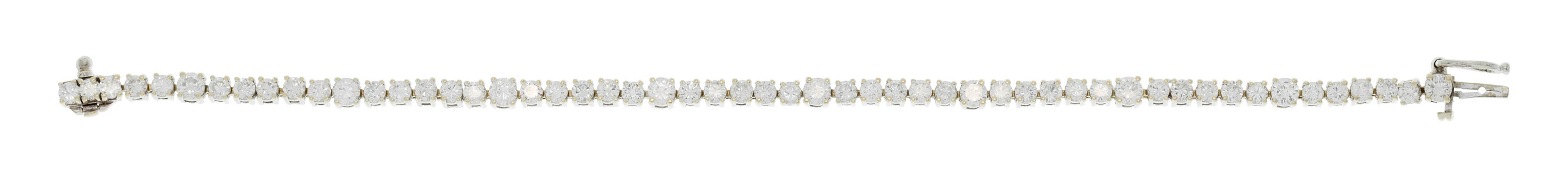 Bracelet rivière or gris 750 serti de diamants taille brillant, long.
