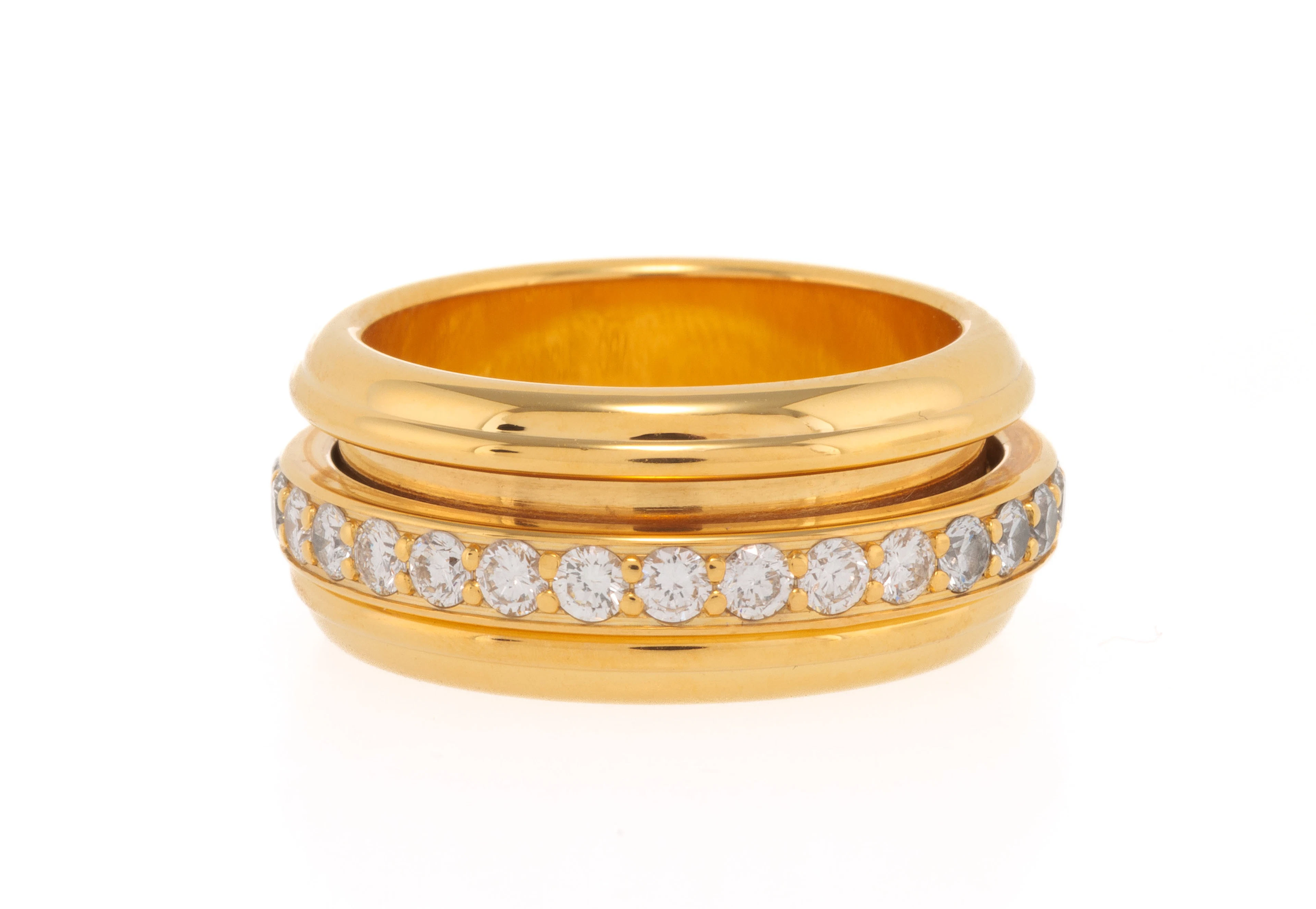 Piaget, Possession, bague or 750, anneau central mobile serti de diamants