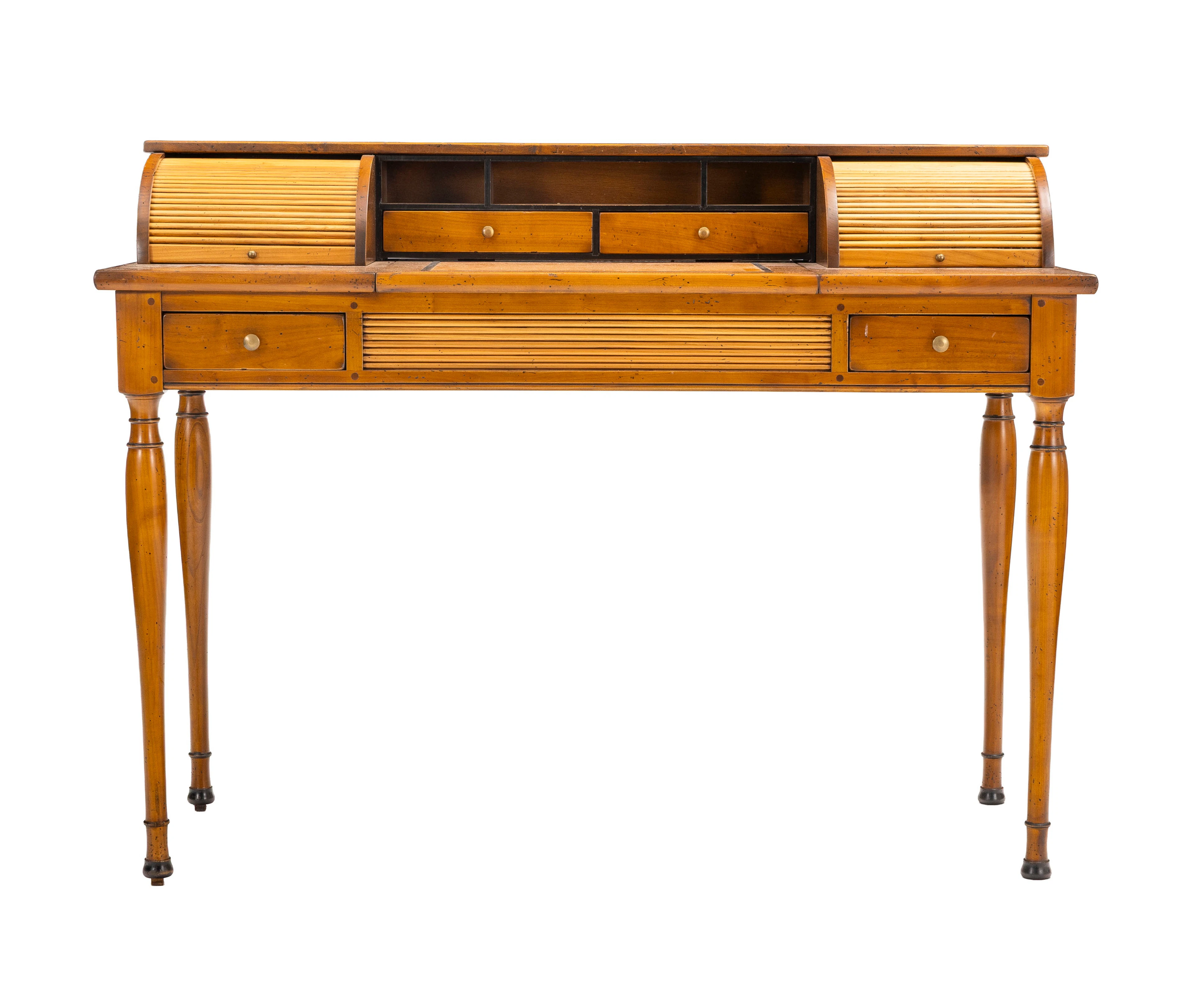Bureau, XXe s., en bois naturel, ouvrant par deux tiroirs en ceinture