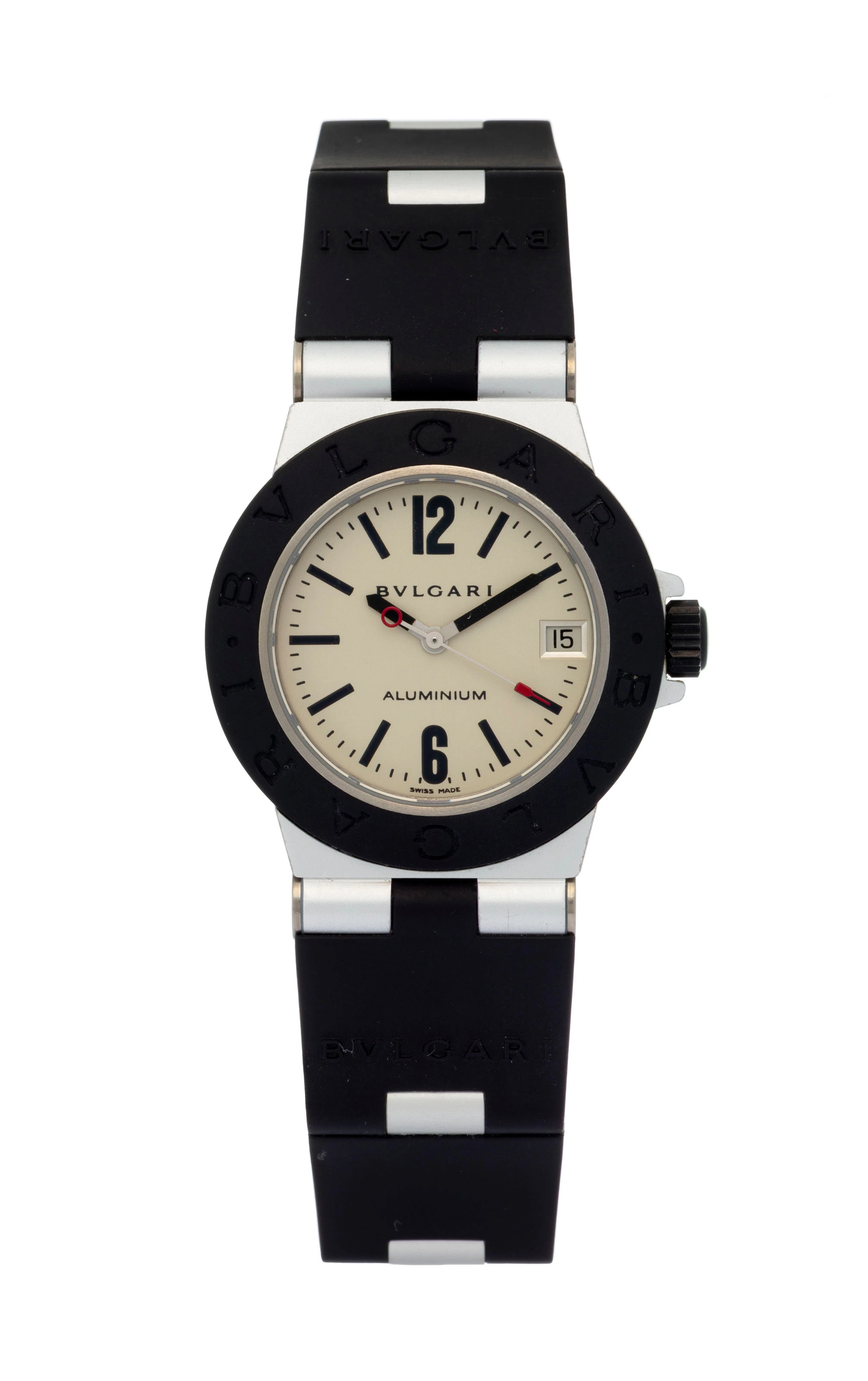 Bulgari, Diagono, réf. AL 32 TA, montre-bracelet en caoutchouc noir
