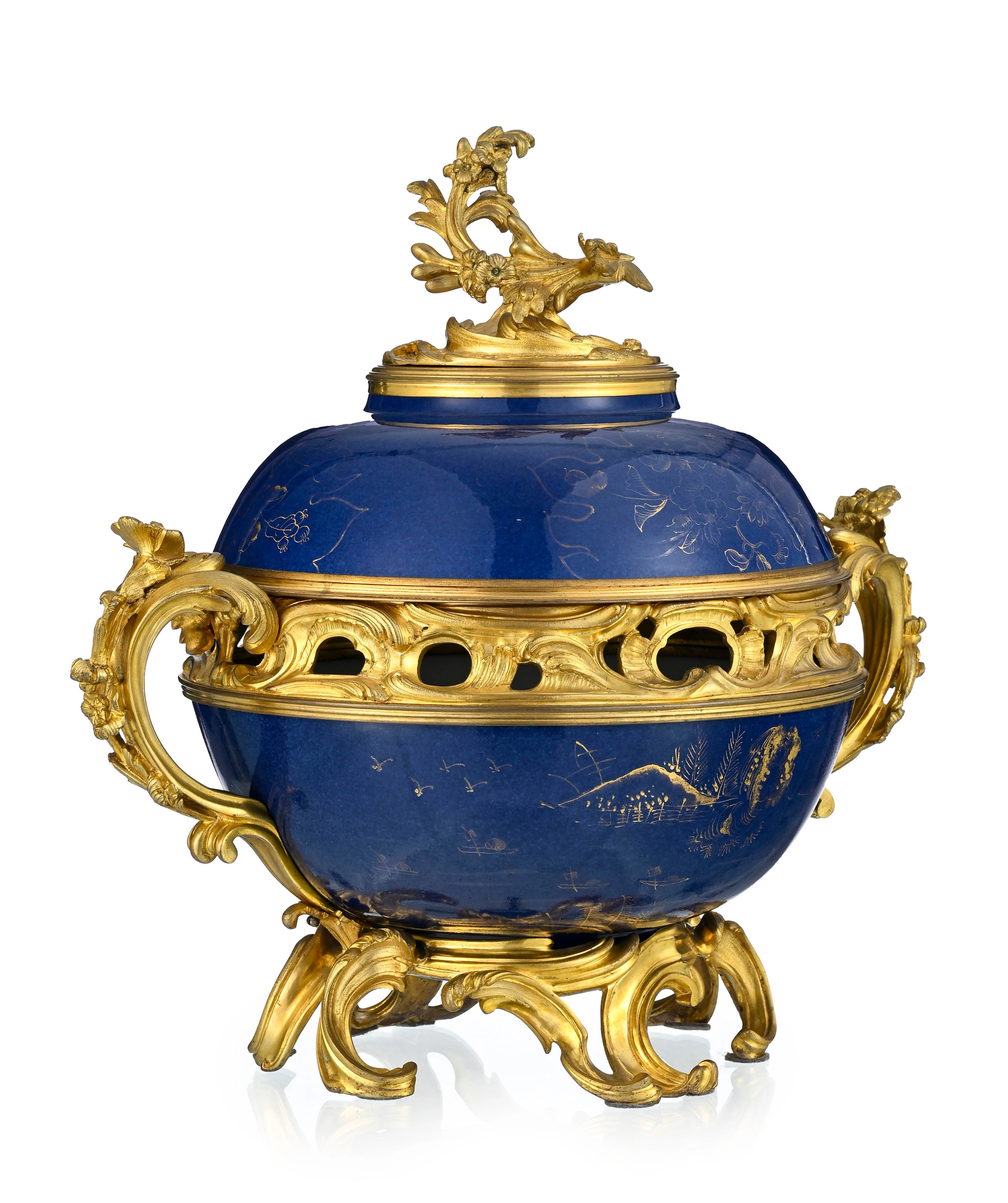 Pot-pourri de style Louis XV, XIXe s., en porcelaine de Chine, à glaçure
