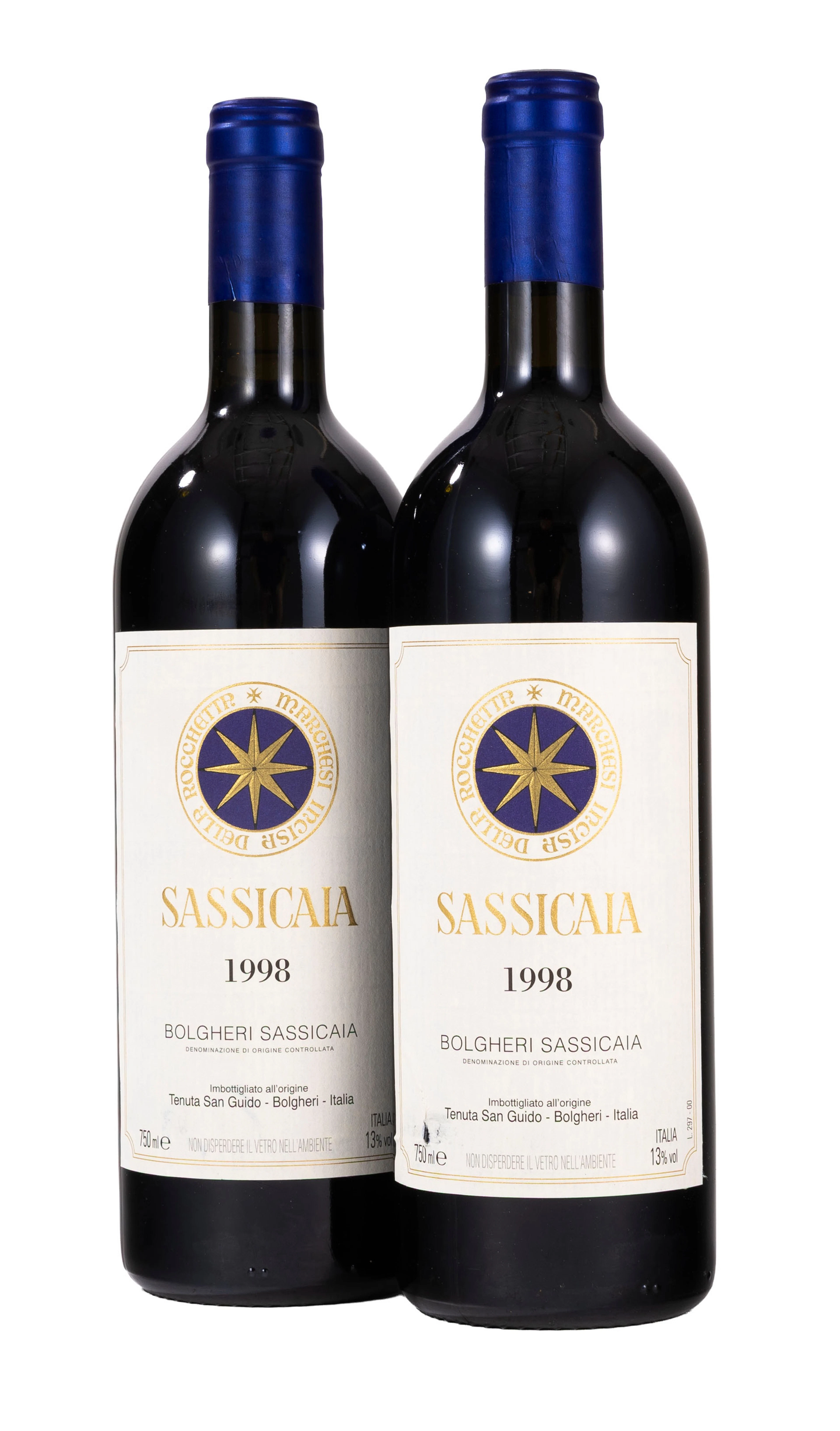 Sassicaia, Tenuta San Guido, 1998, Bolgheri, Toscane, Italie, 2 bts