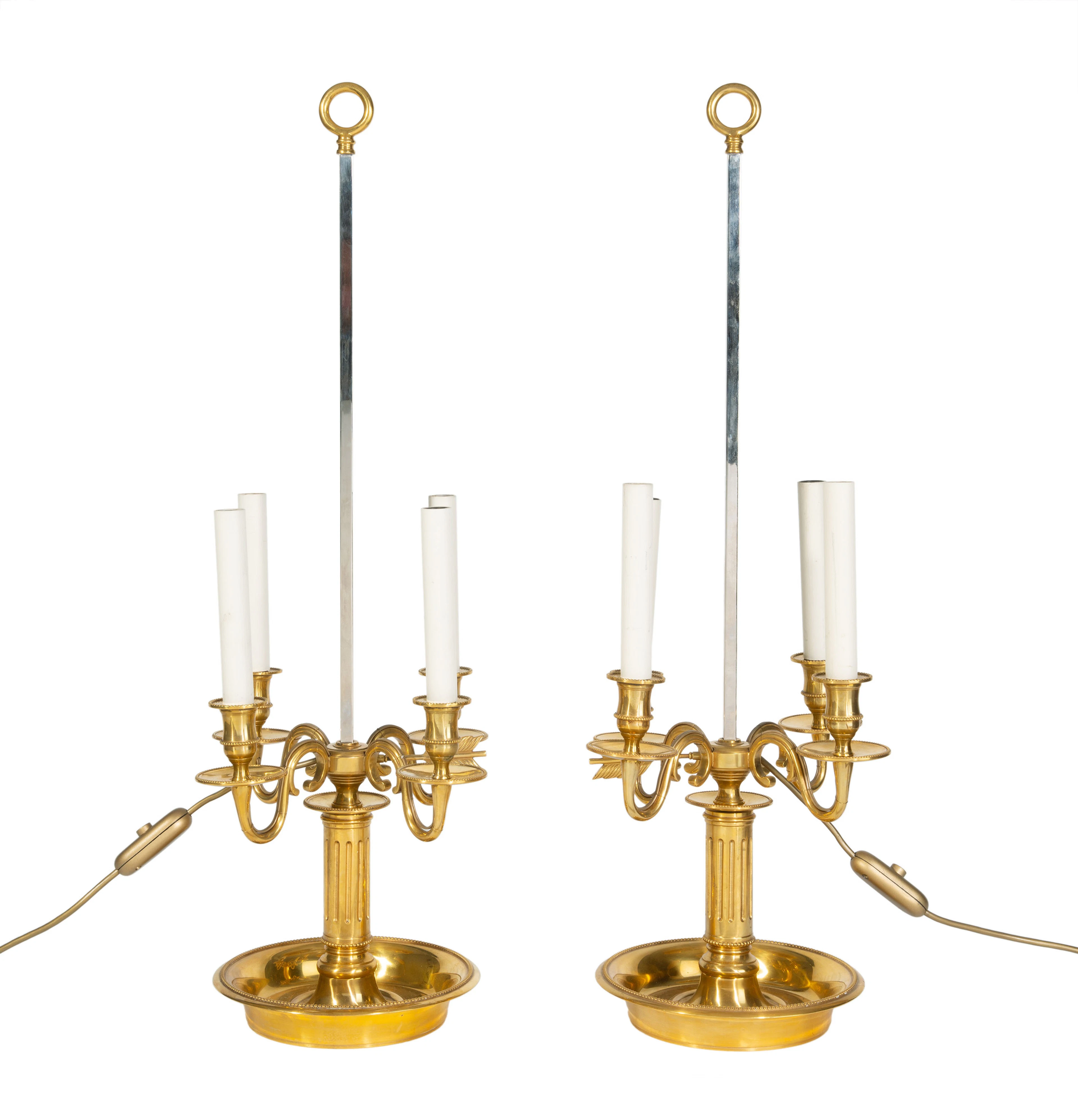 Paire de lampes bouillotte de style Louis XVI, XXe s., en bronze doré